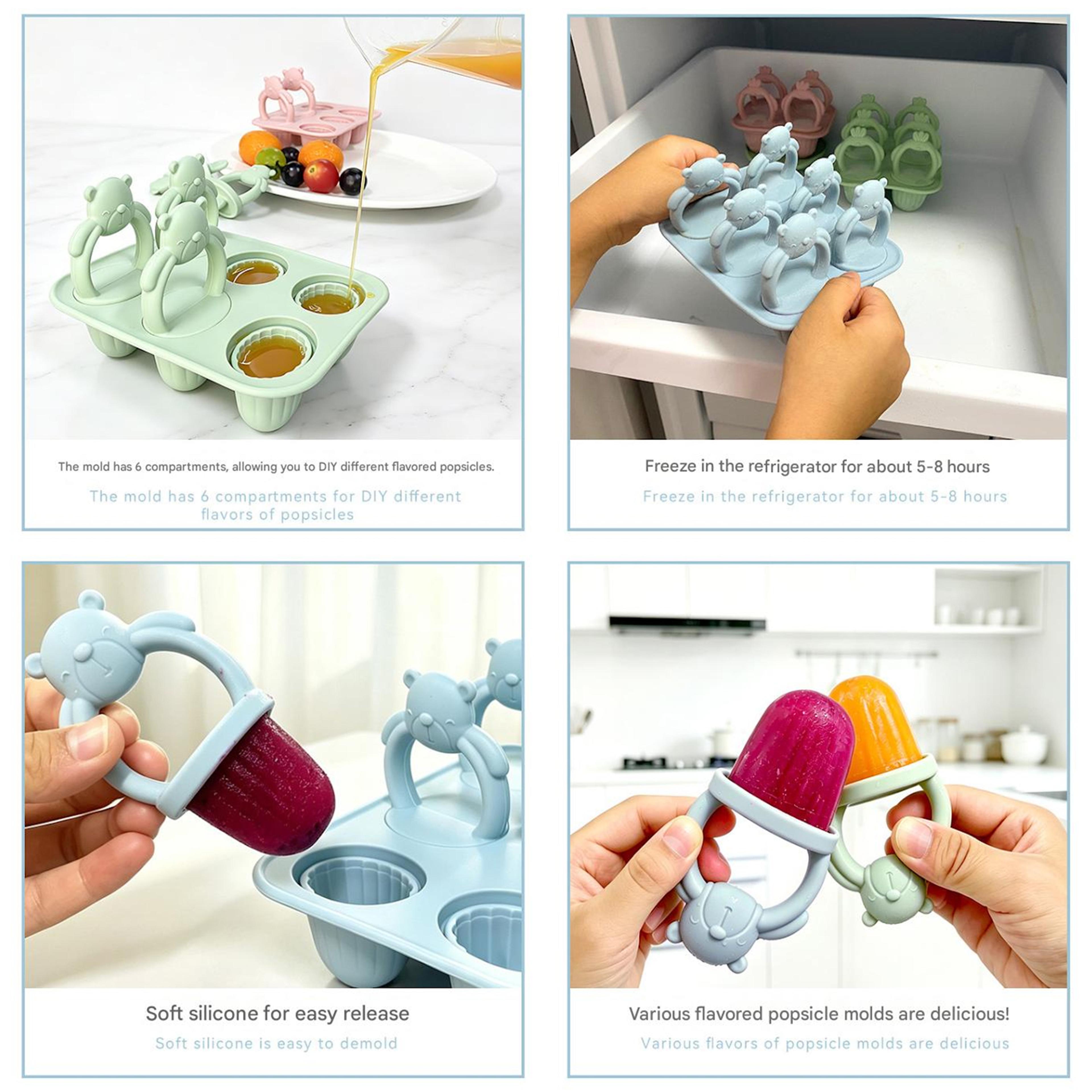 Bear Baby Popsicle Mold Silicone Baby Food Freezer Tray 2