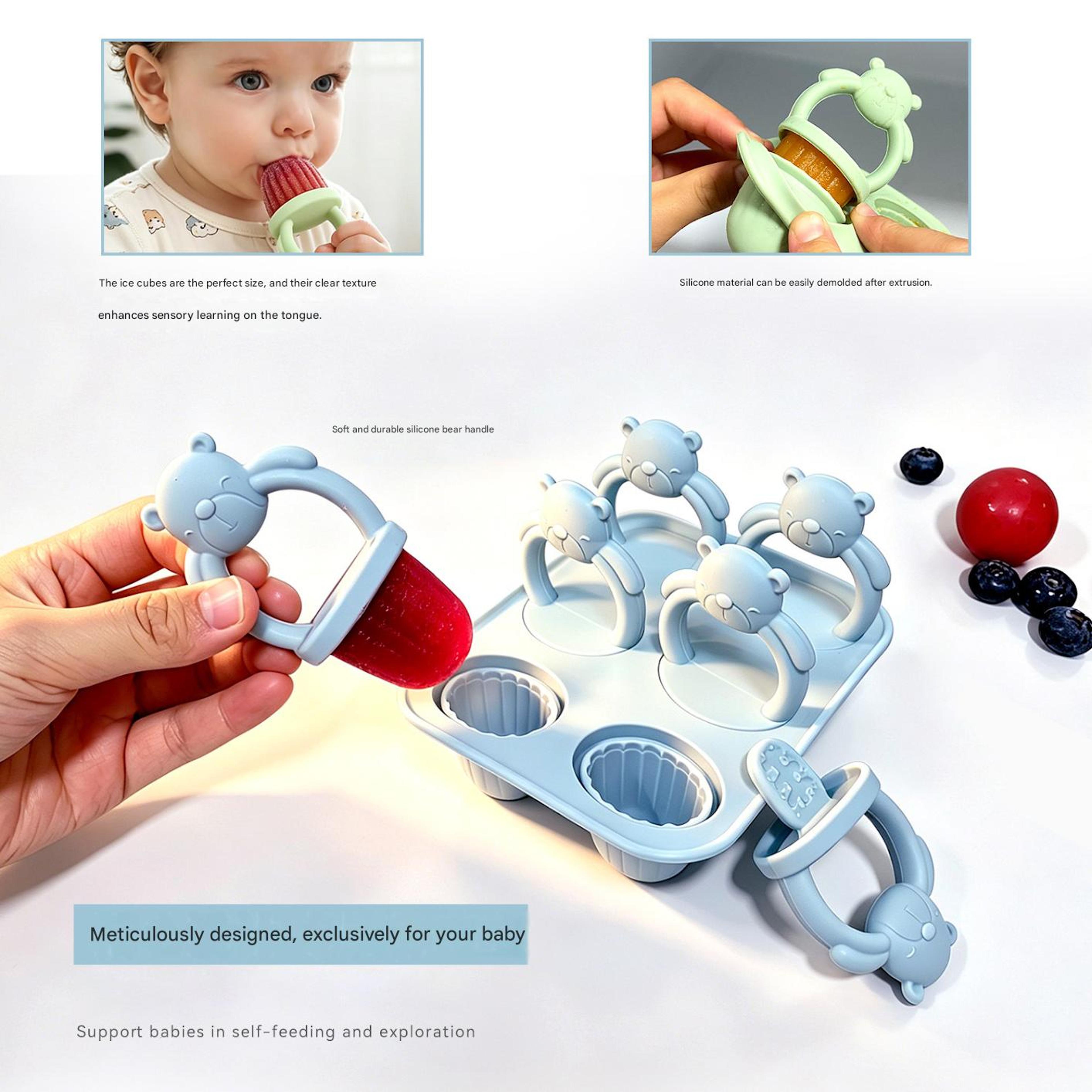 Bear Baby Popsicle Mold Silicone Baby Food Freezer Tray 4