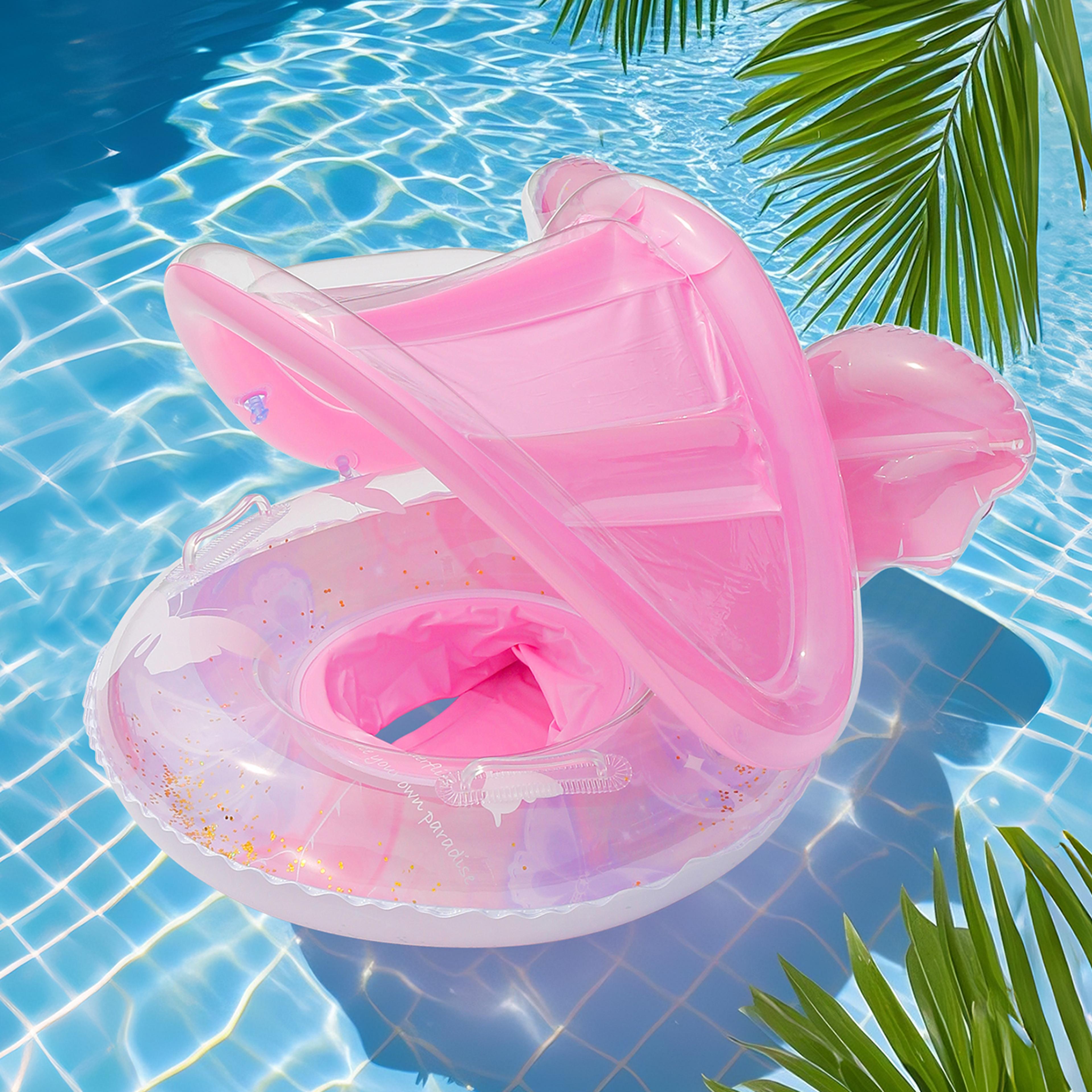 Canopy Pool Float Ring Inflatable Swim Tube For Summer Water Fun 1