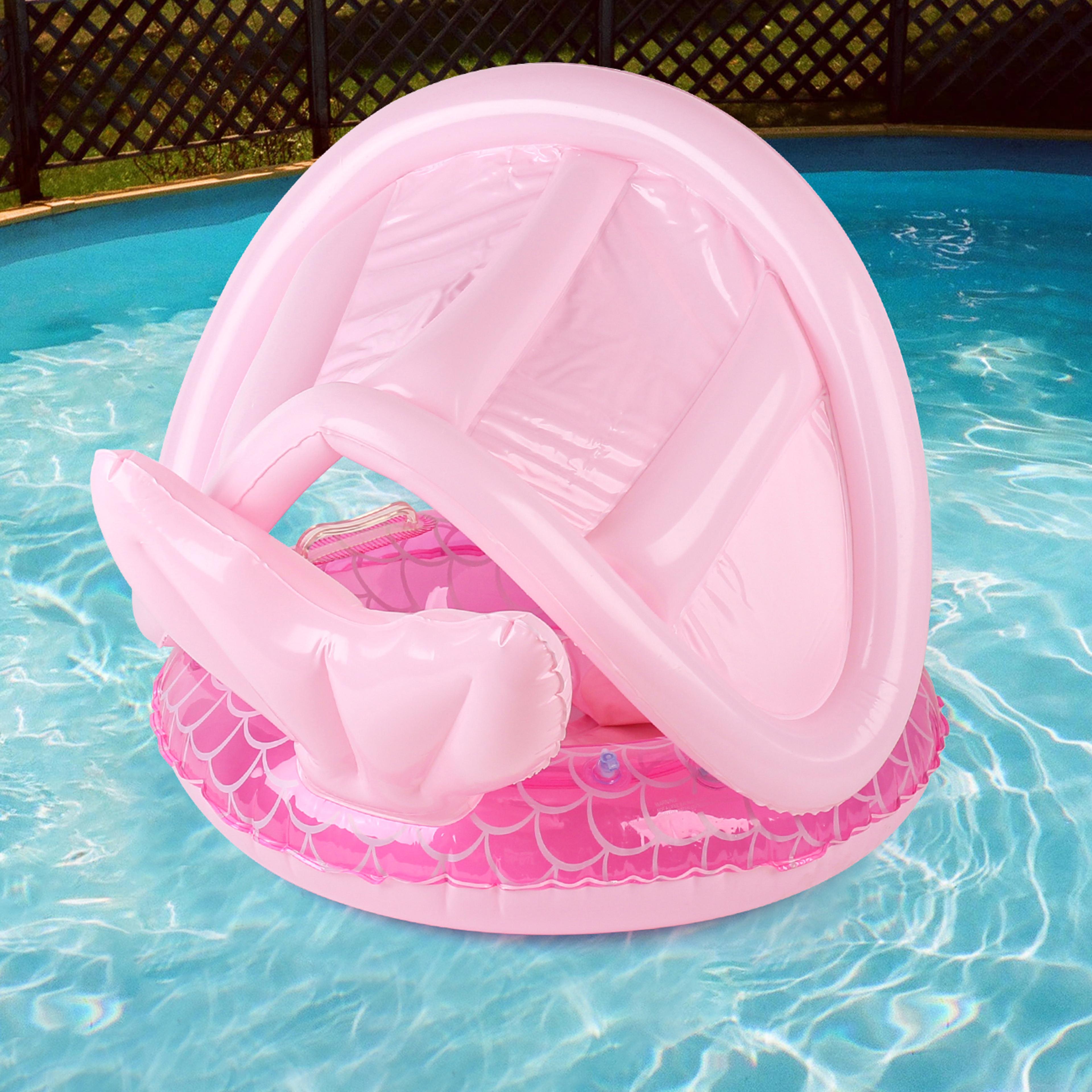 Baby Pool Float With Canopy And Safety Seat For Sun Protected Water Play 2