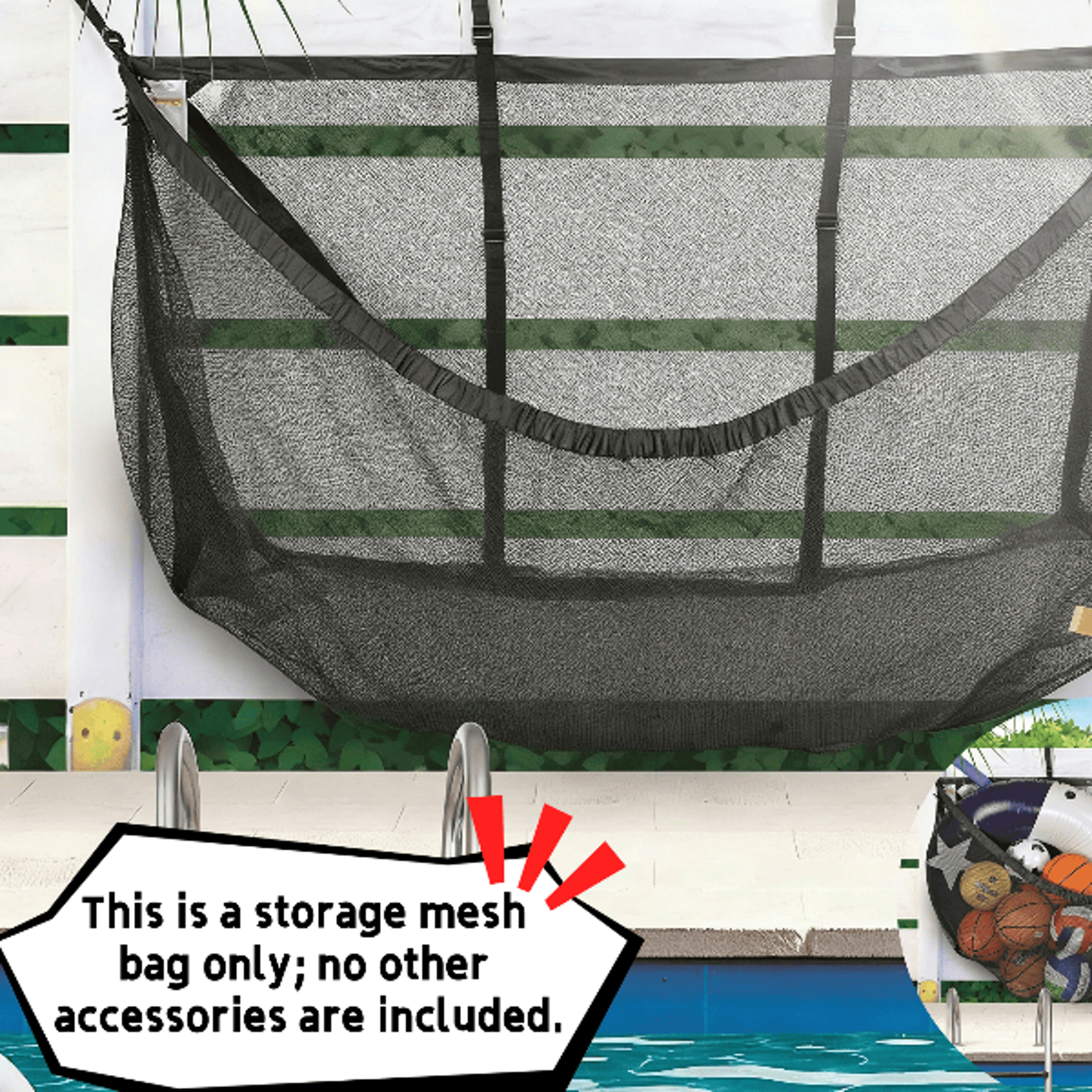 Large Hanging Pool Storage Mesh Bag for Toys Floats and Inflatables