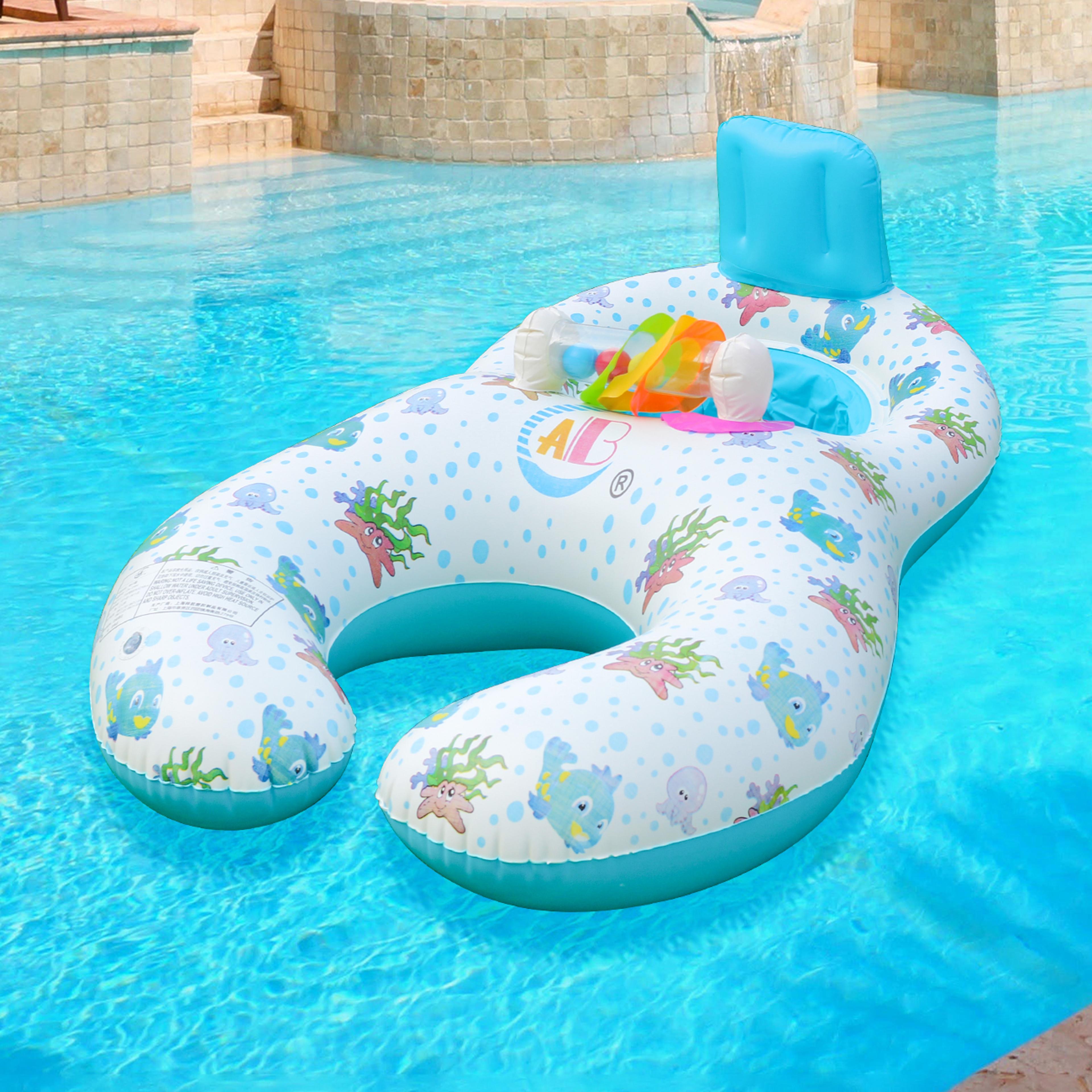 Inflatable Double Seat Swim Ring With Backrest For Two 0