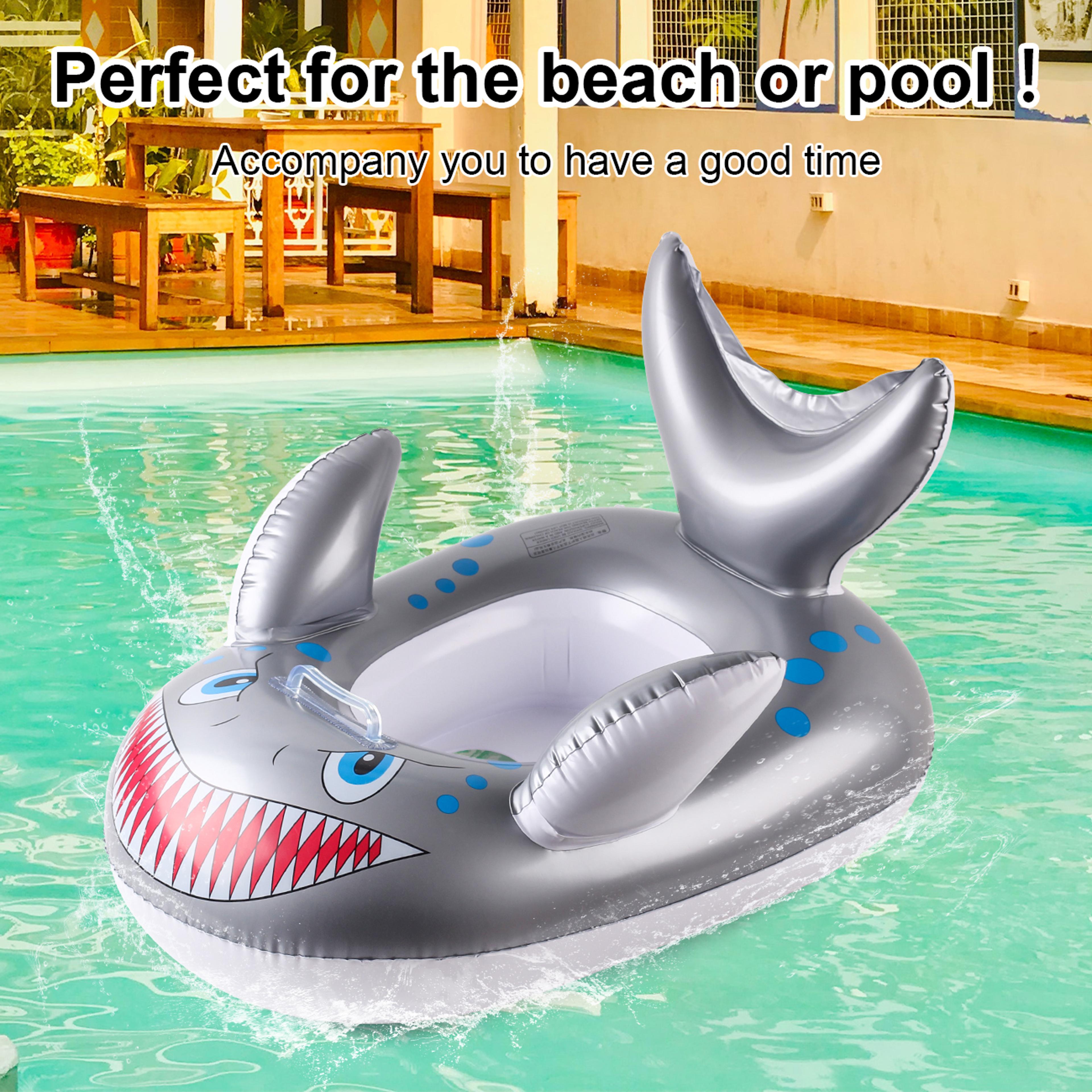 Grey Shark Swim Ring Kids Pool Float Inflatable Swim Aid 1