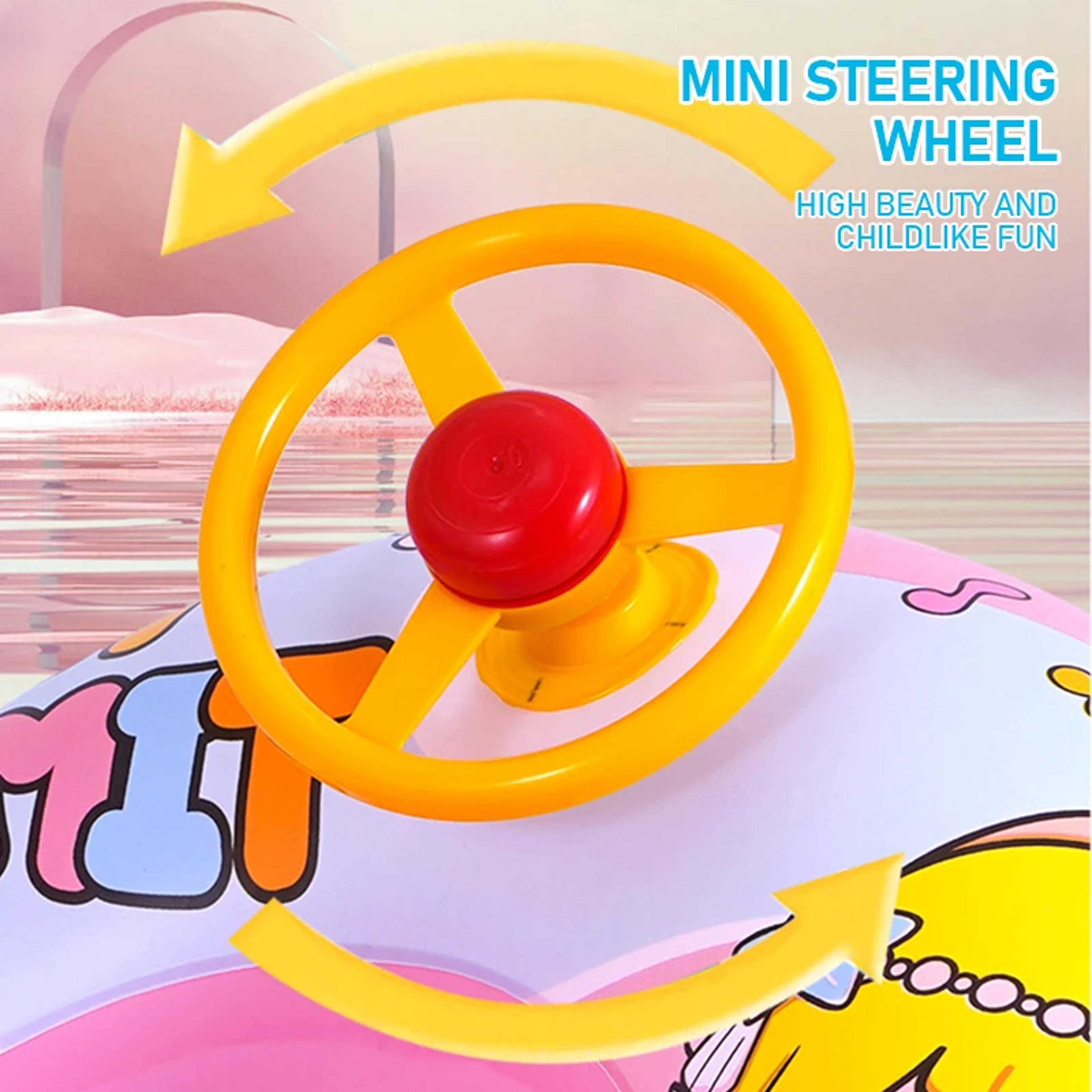 Cartoon Baby Pool Float With Steering Wheel Inflatable Swim Ring For Summer Water Play 3