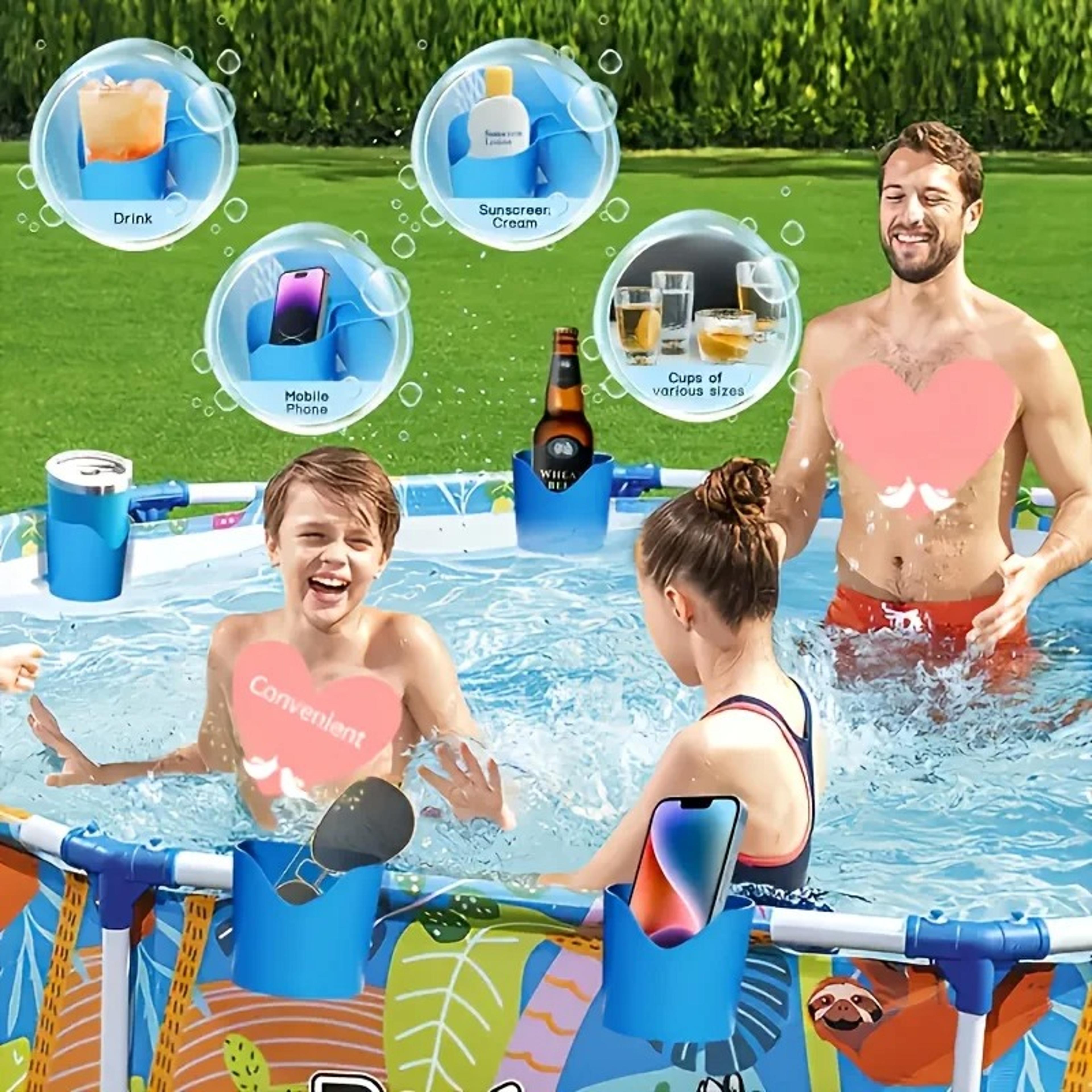 Clip On Poolside Organizer Rack For Drinks And Swim Accessories 2