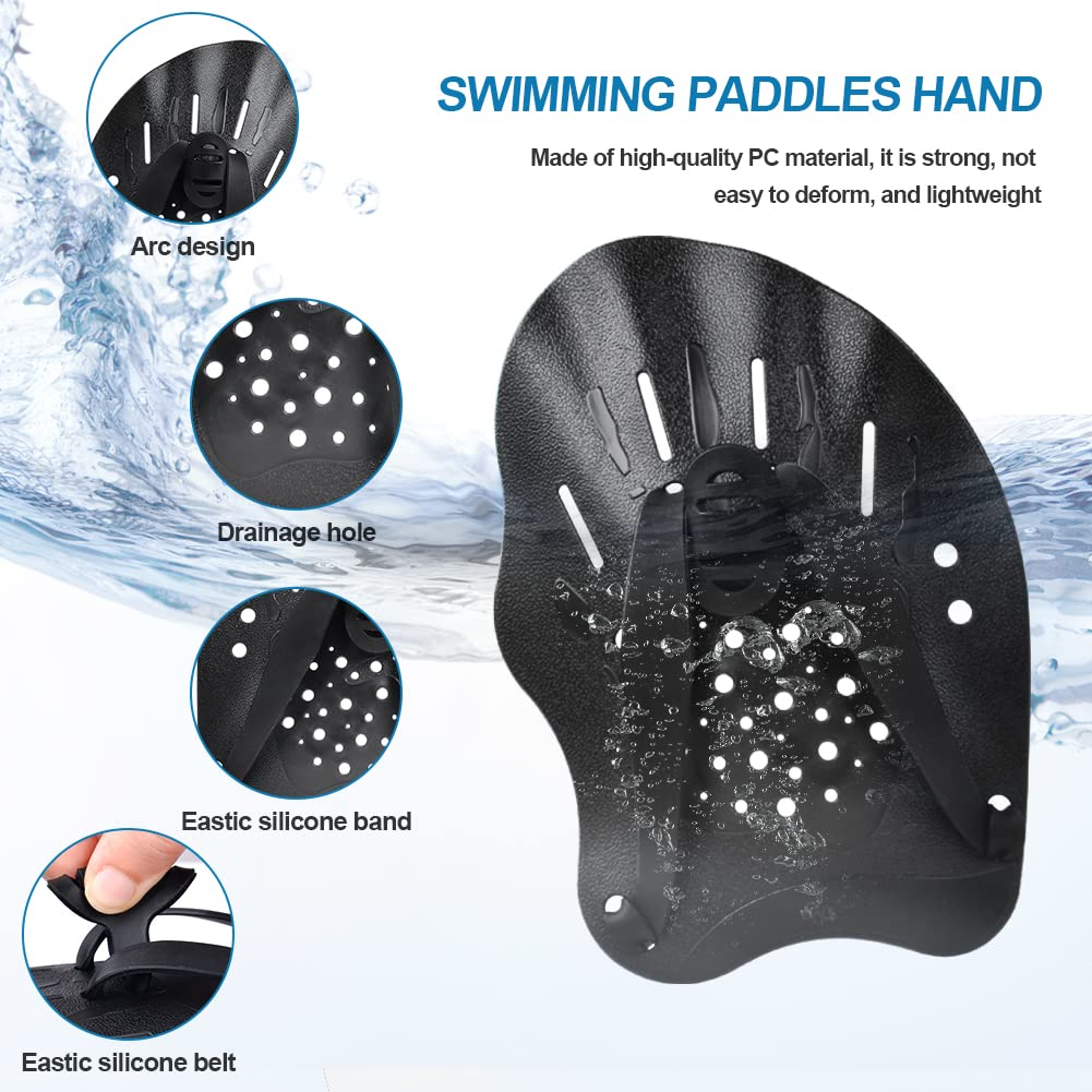 Adjustable Swimming Hand Paddles Webbed Swim Gloves For Training  Snorkeling 3