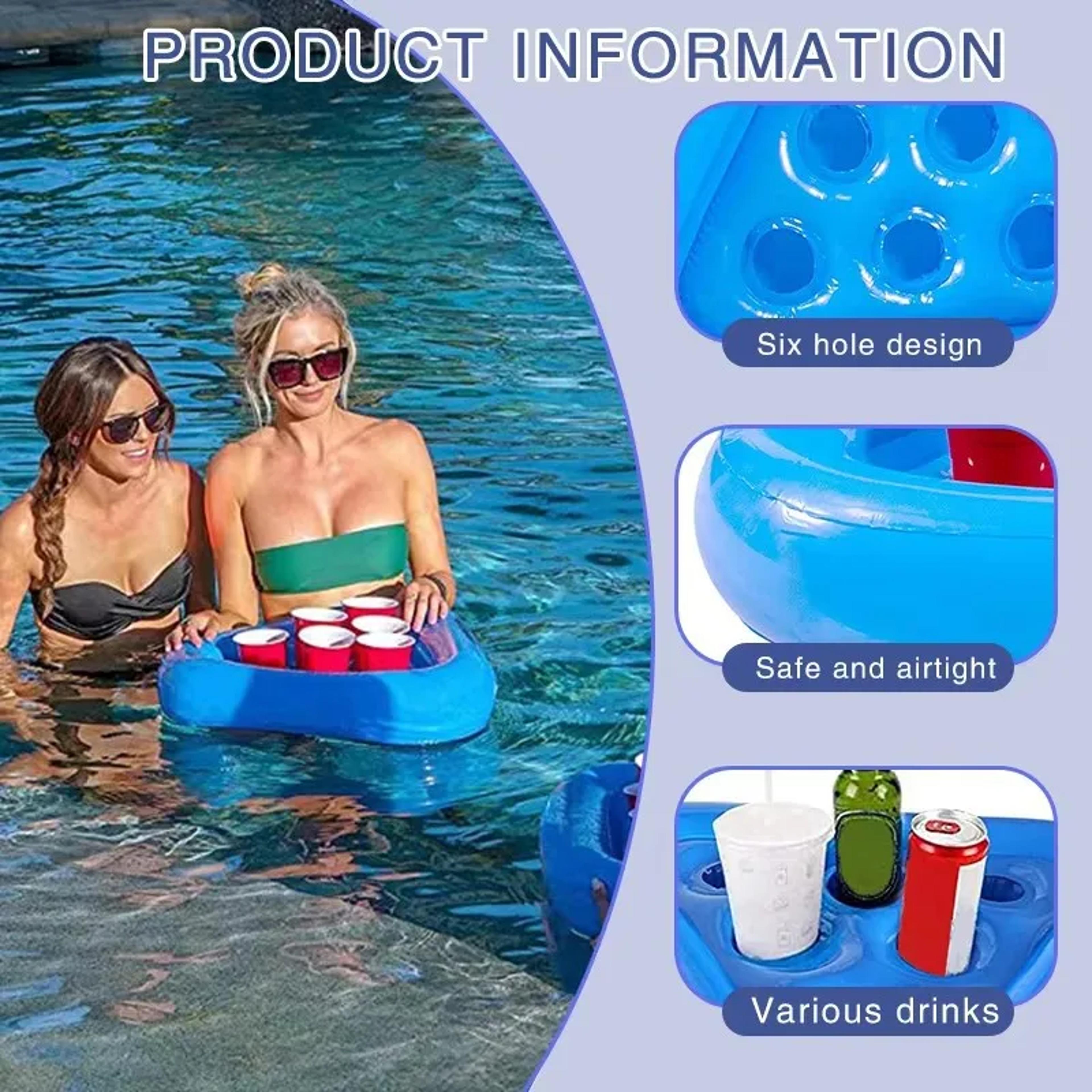Inflatable Pool Drink Holder Six Hole Floating Beverage Tray For Pool Parties 4