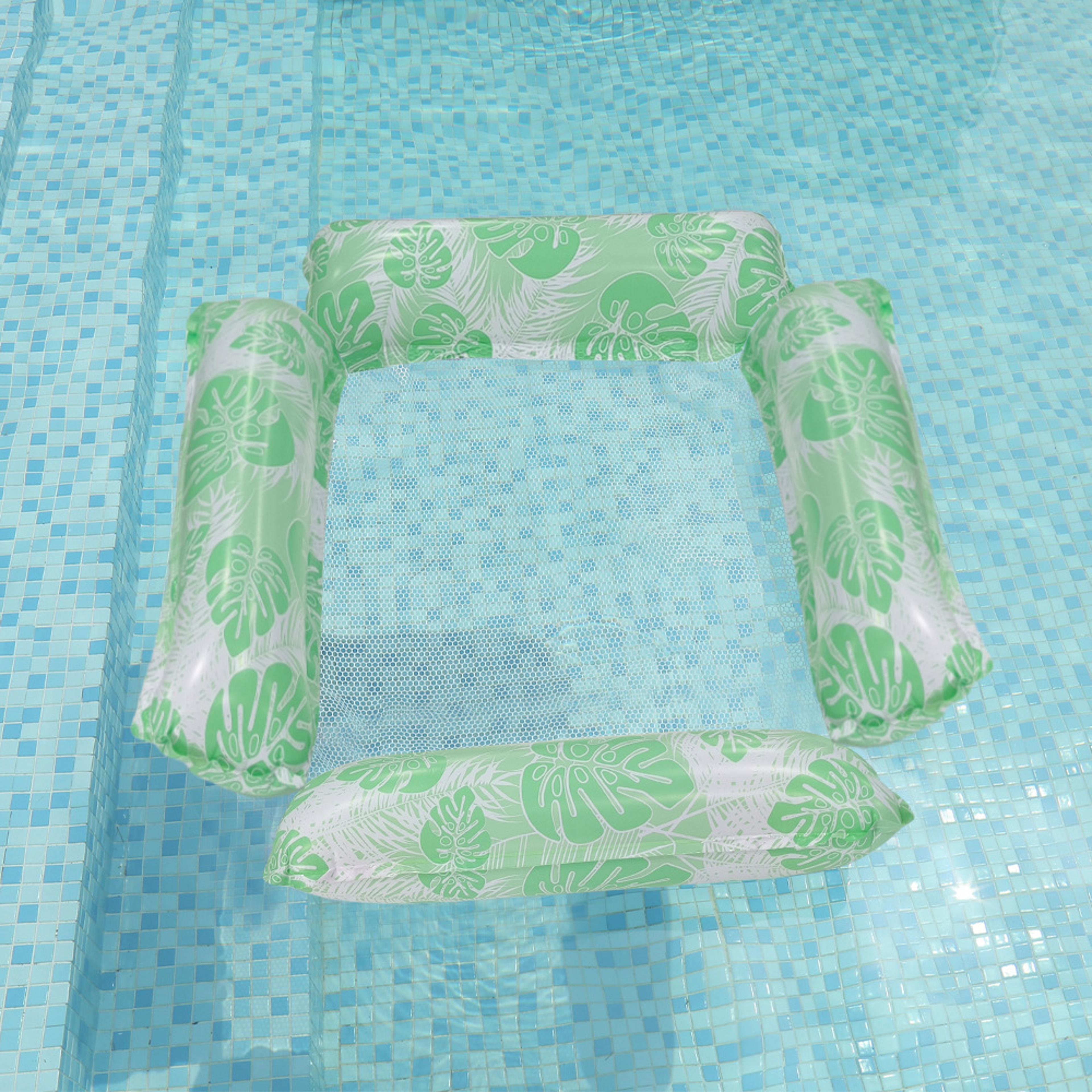 Inflatable Water Hammock Mesh Pool Float Leaf Design 6