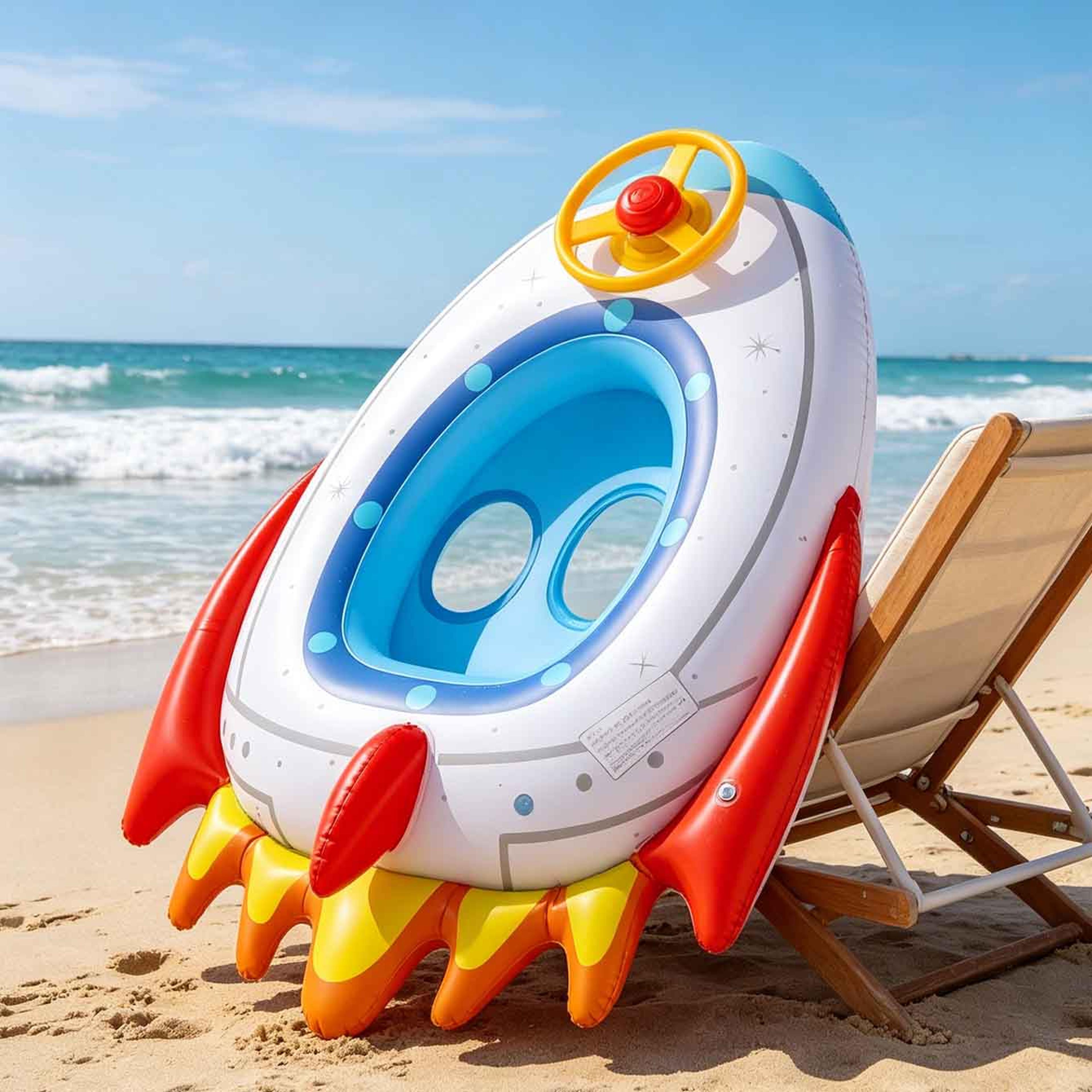 Rocket Adventure Kids Pool Float With Seat And Steering Wheel 4
