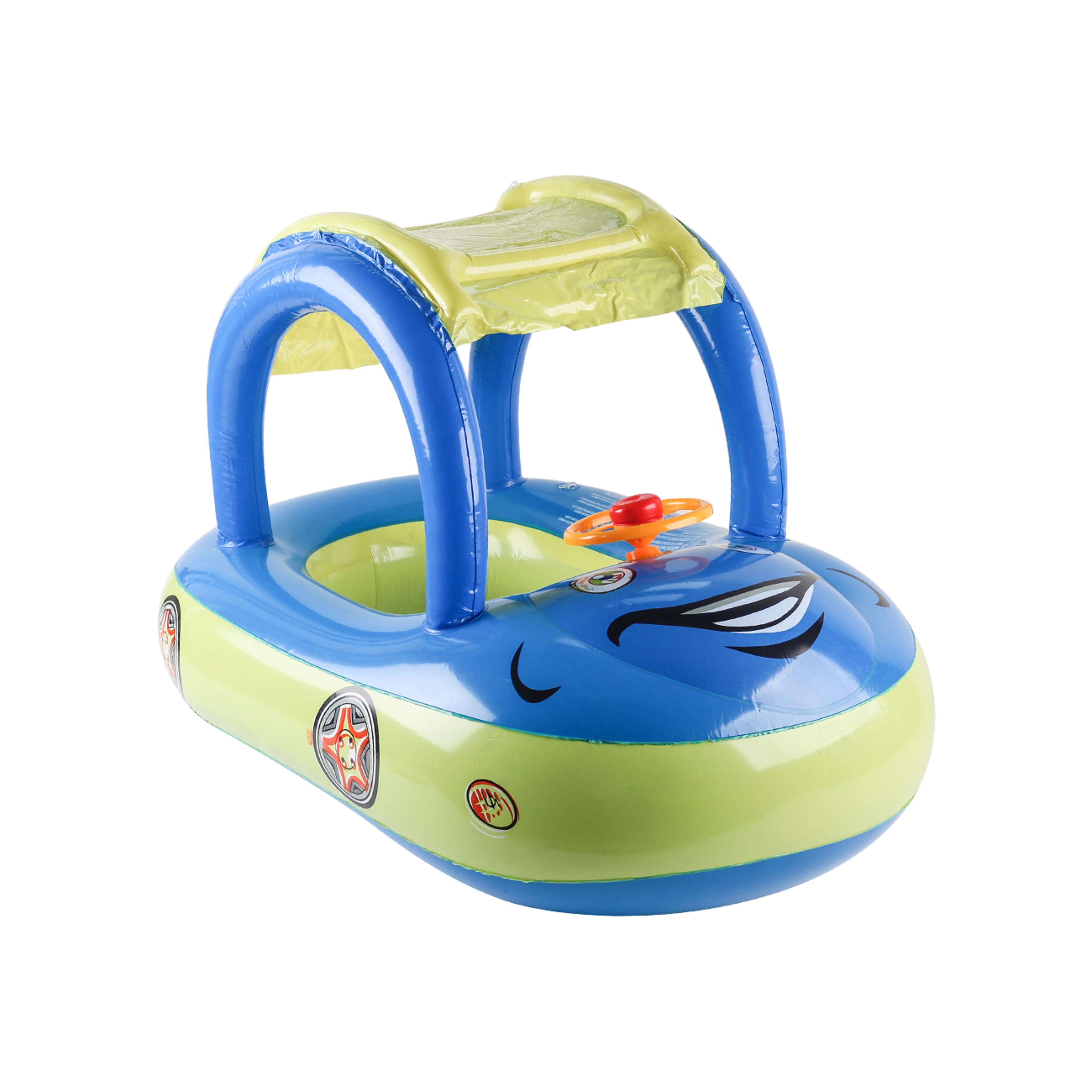 Baby Pool Float With Canopy Inflatable Car Swim Ring For Toddlers 6