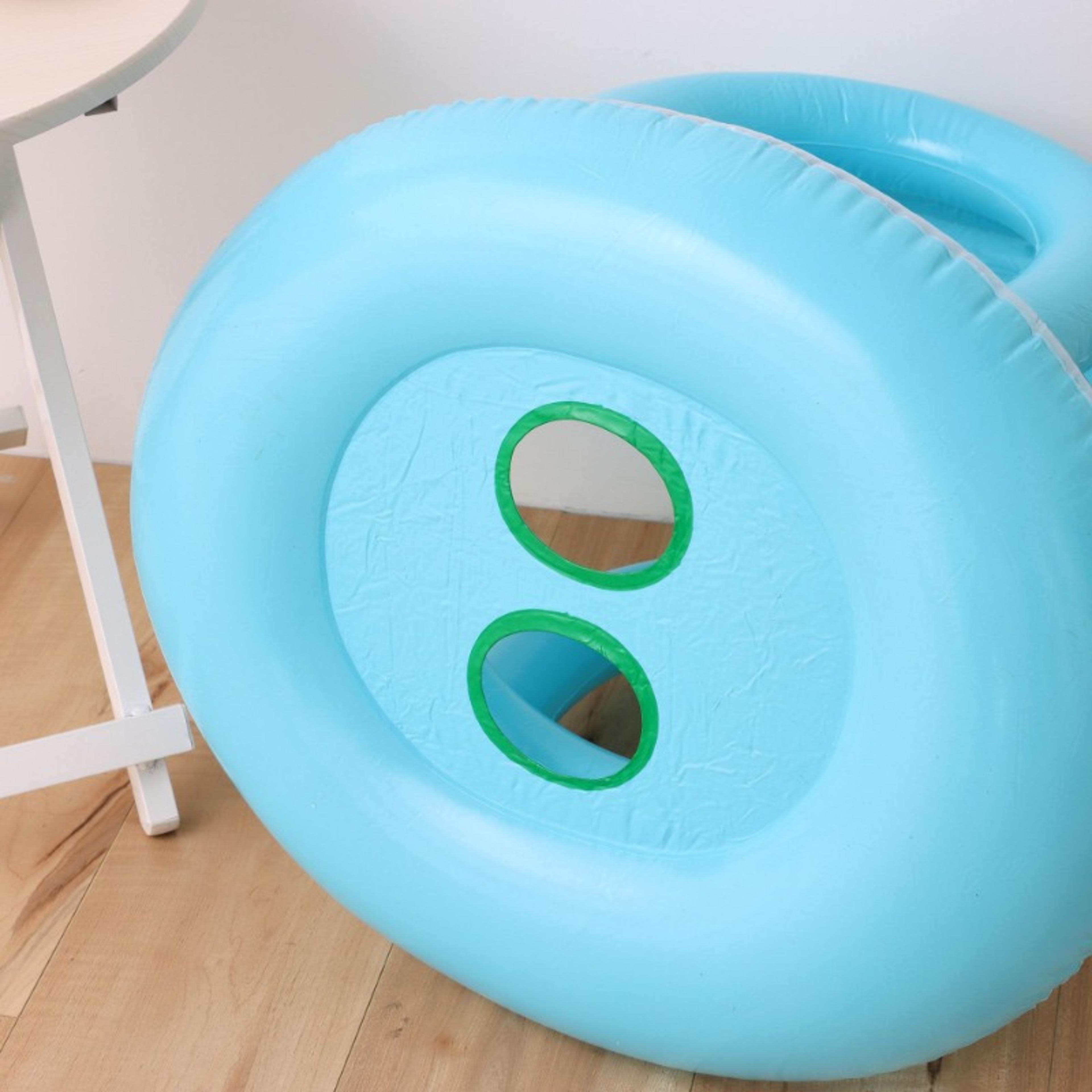 Baby Pool Float With Canopy Inflatable Swim Ring Seat With Handles 5