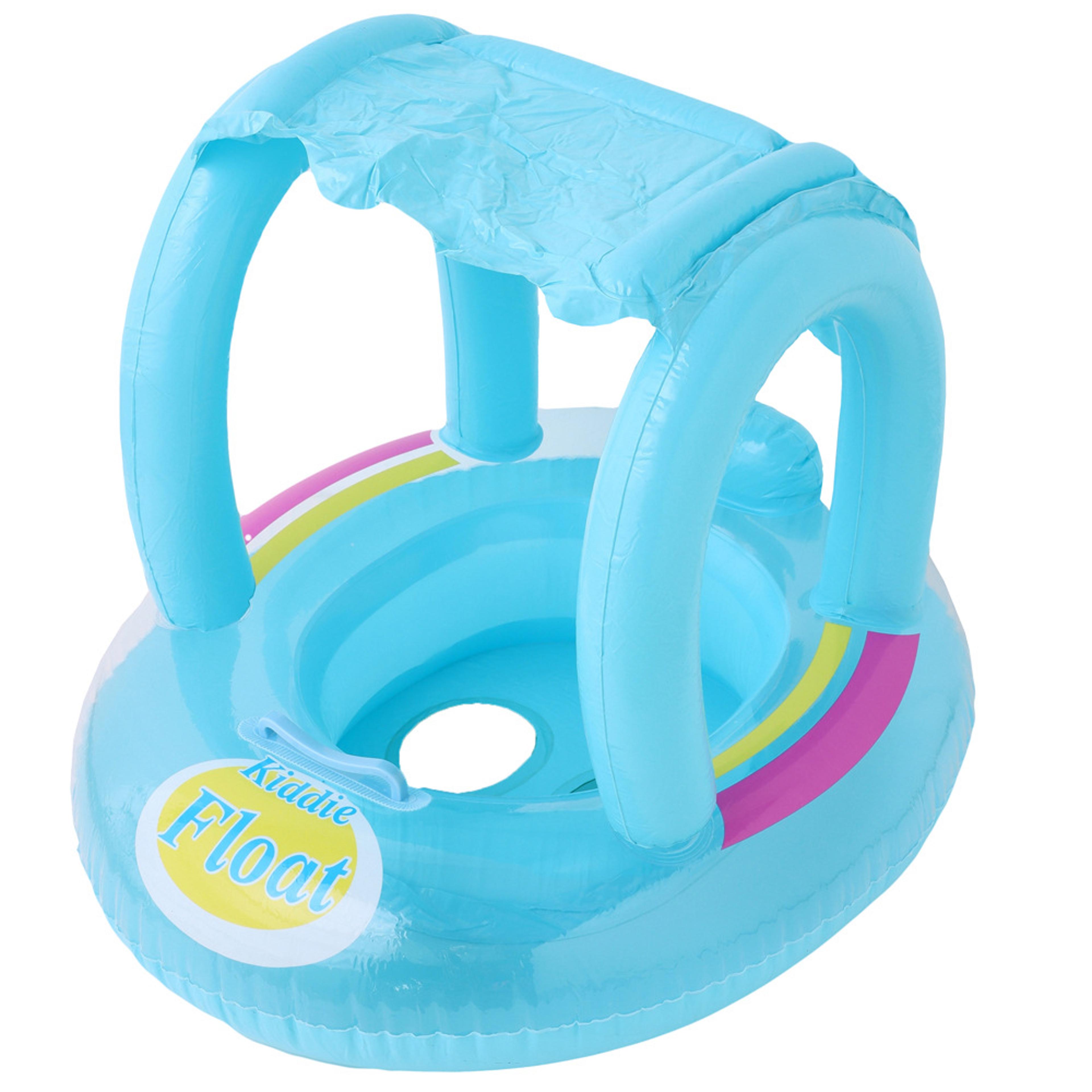 Baby Pool Float With Canopy Inflatable Swim Ring Seat With Handles 6