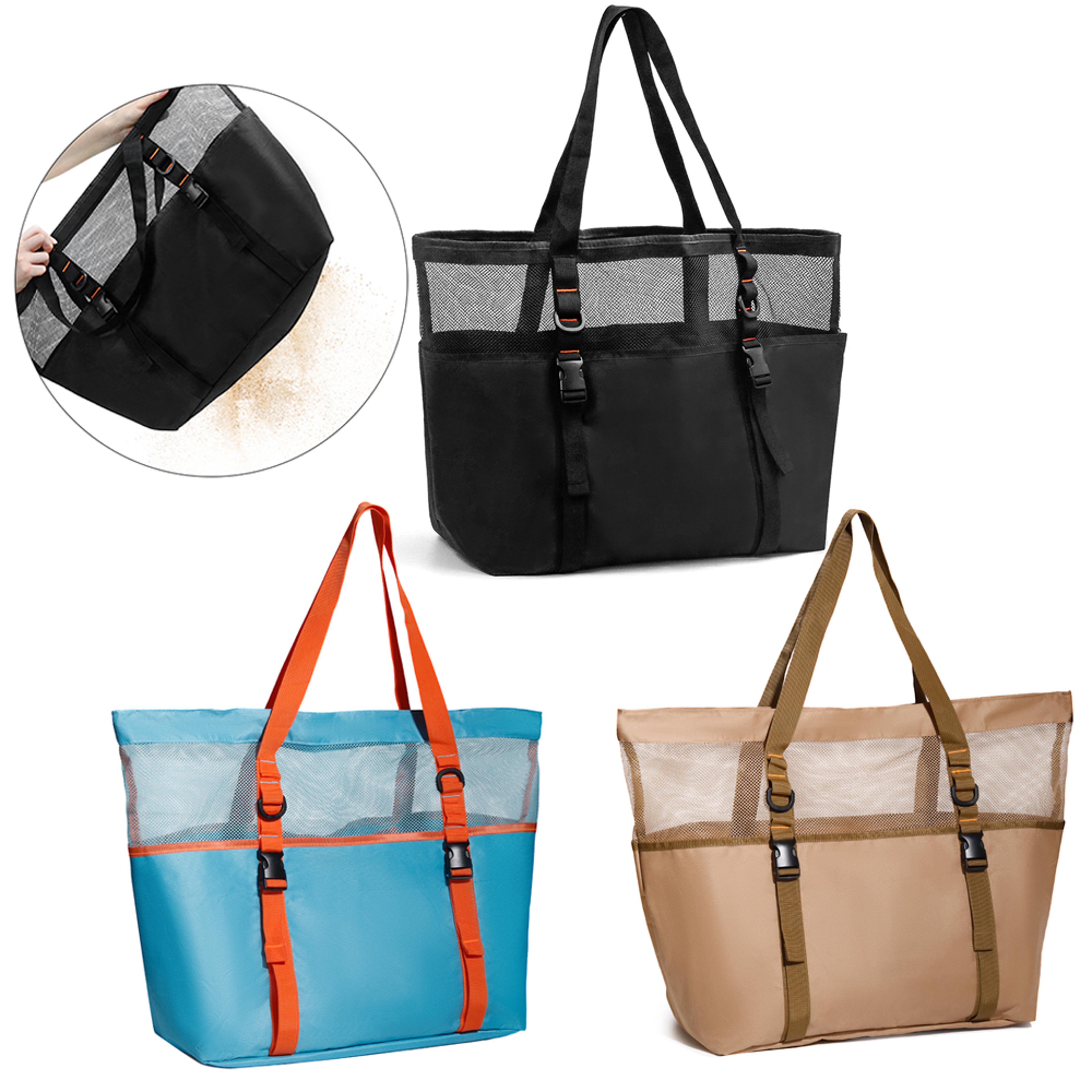 Extra Large Mesh Beach Bag With Zipper Bottom For Pool And Travel 0