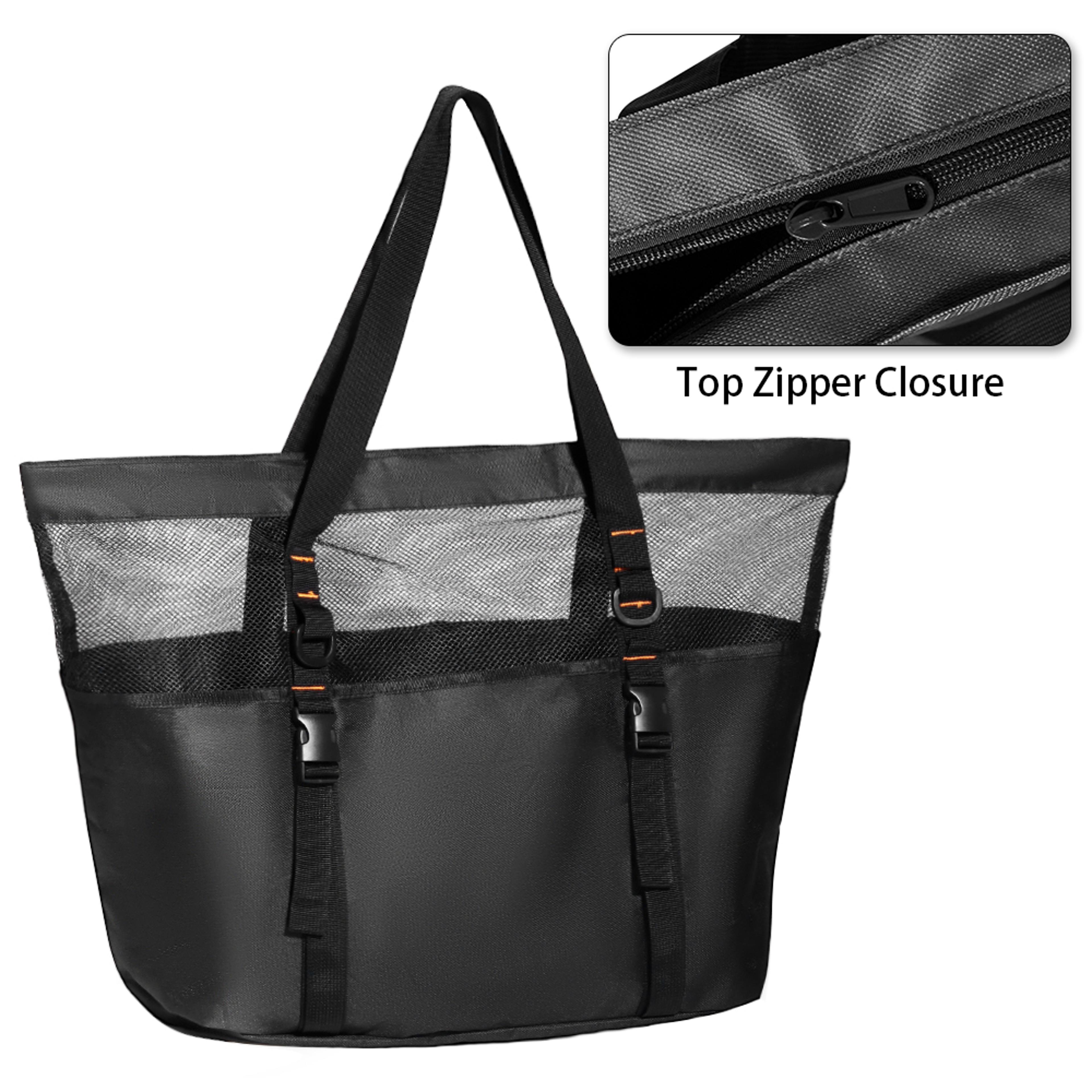 Extra Large Mesh Beach Bag With Zipper Bottom For Pool And Travel 6