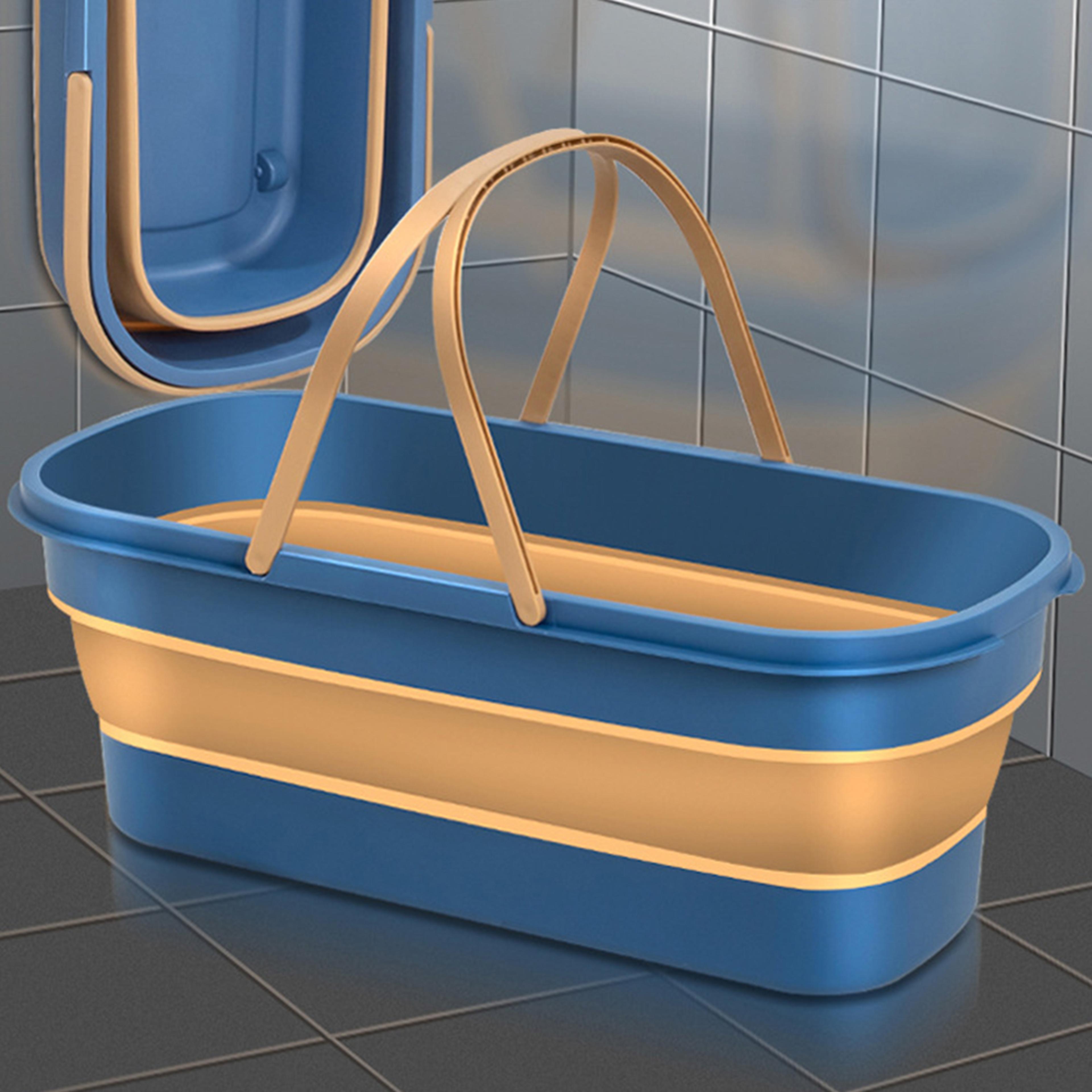 Foldable Flat Mop Bucket Portable Collapsible Cleaning Tub With Handle 0