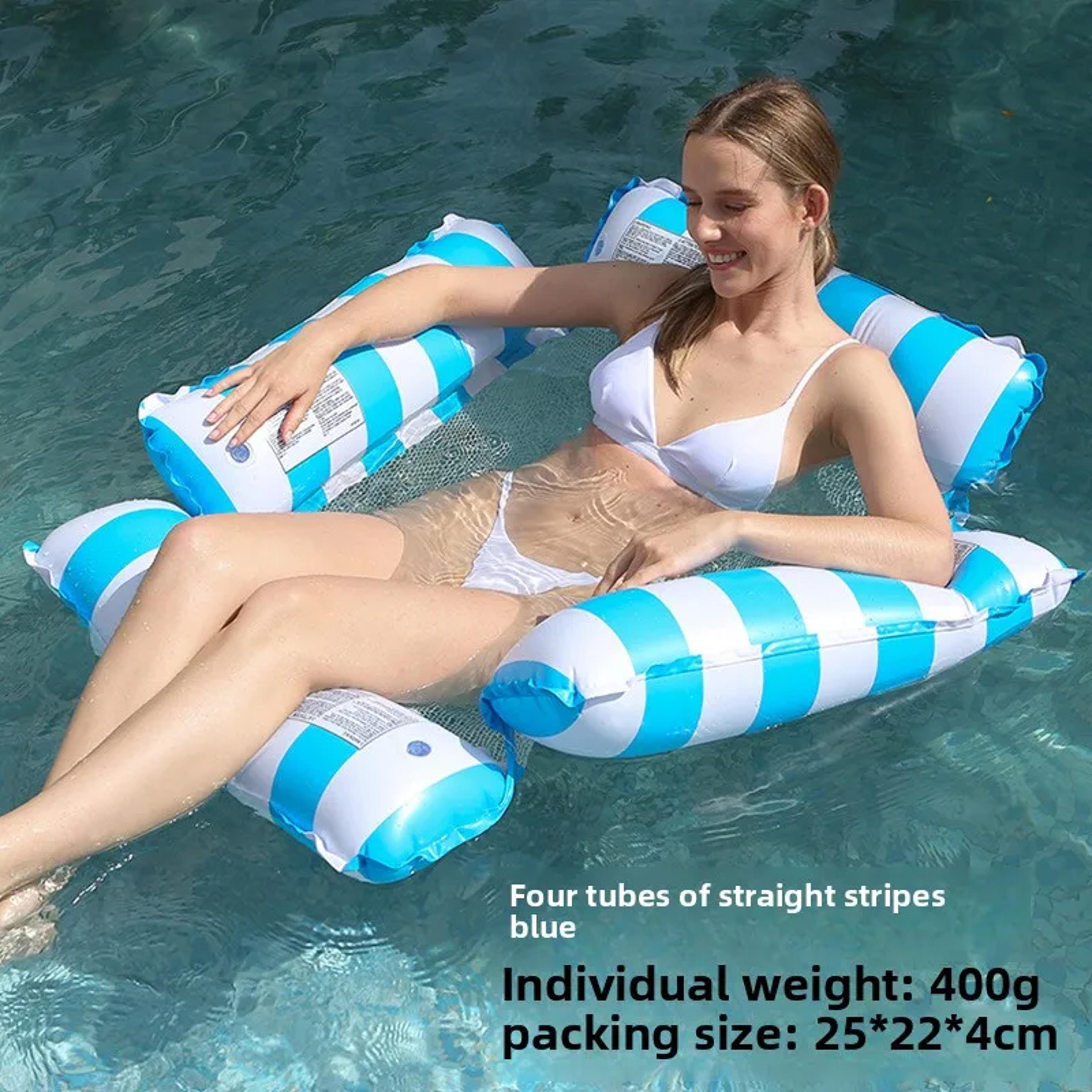 Inflatable Reclining Chair Adjustable PVC Pool Float Bed For Summer Lounging 4
