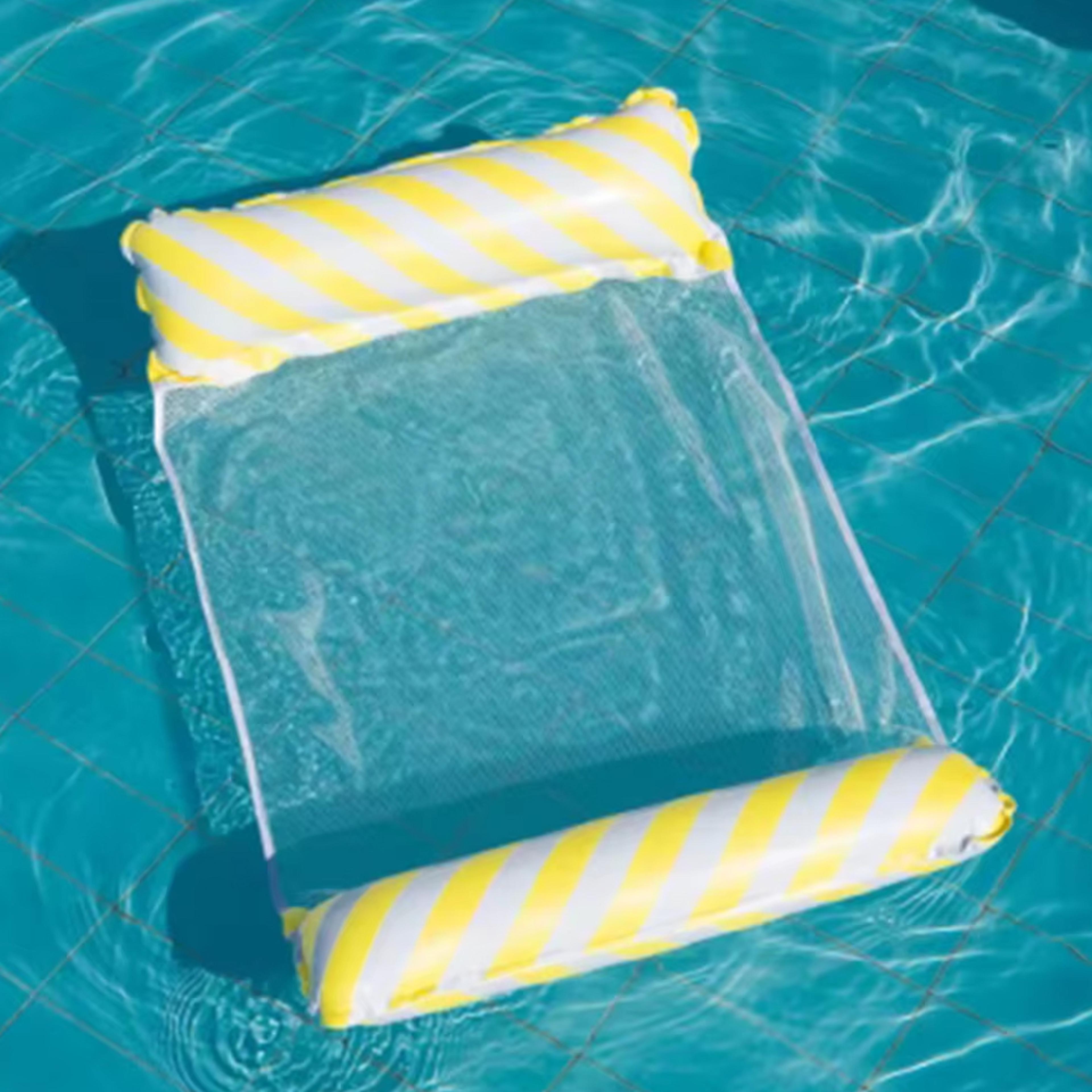 Foldable Striped Inflatable Pool Float Chair With Net Backrest 6