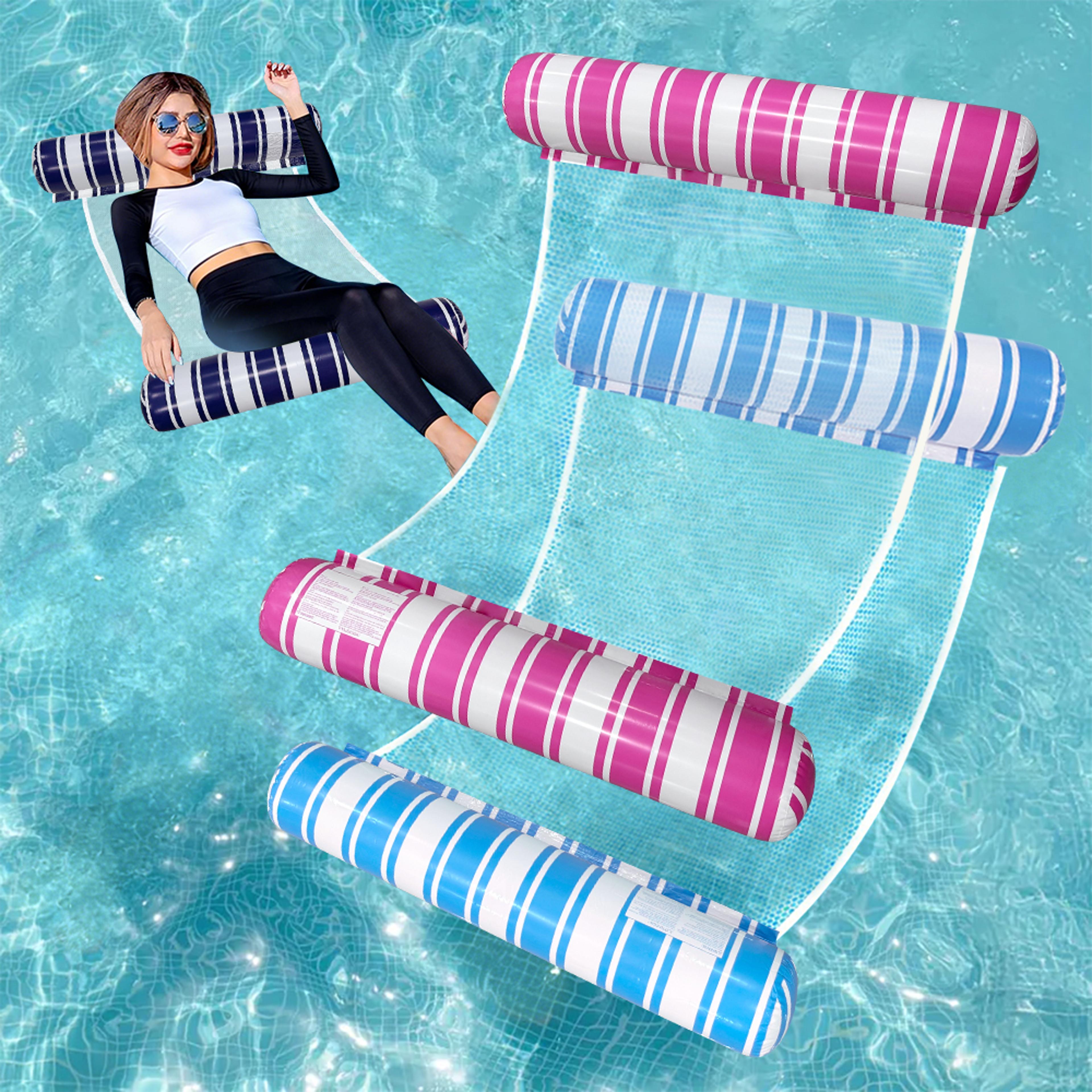 Striped Inflatable Pool Hammock Float Foldable PVC Water Lounge For Beach And Pool 1