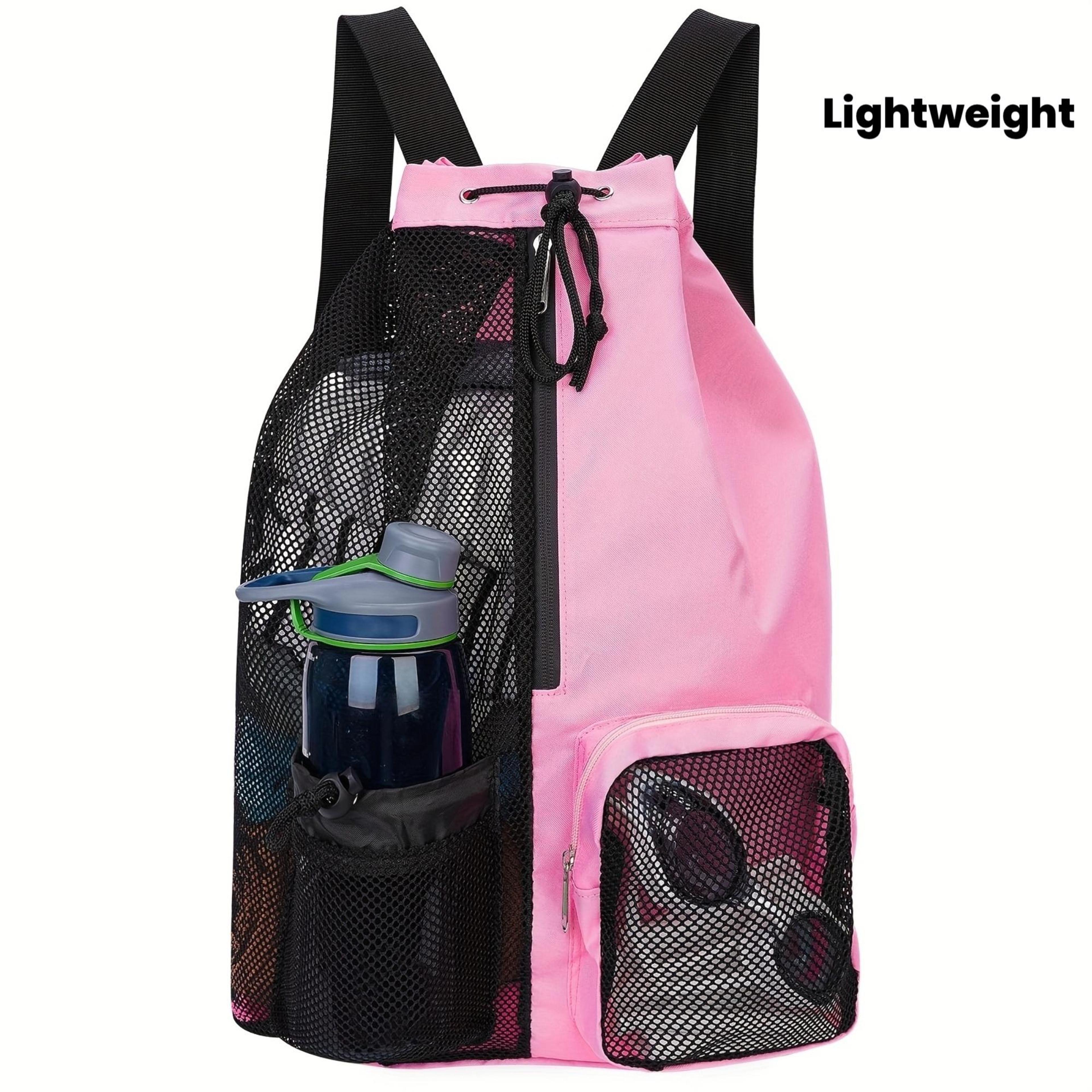 Quick Dry Mesh Swim Bag With Wet Pocket Adjustable Drawstring Backpack 0