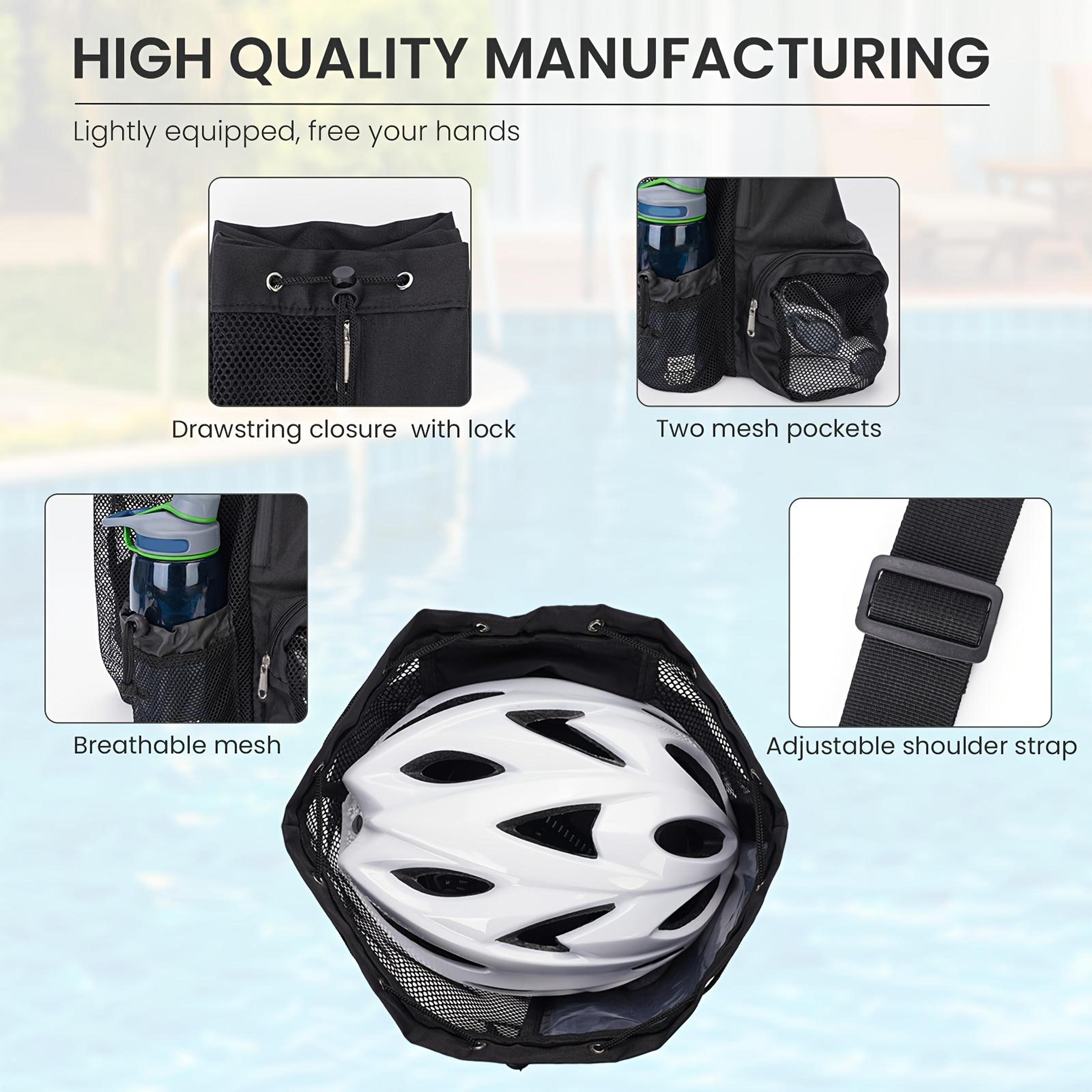 Quick Dry Mesh Swim Bag With Wet Pocket Adjustable Drawstring Backpack 4
