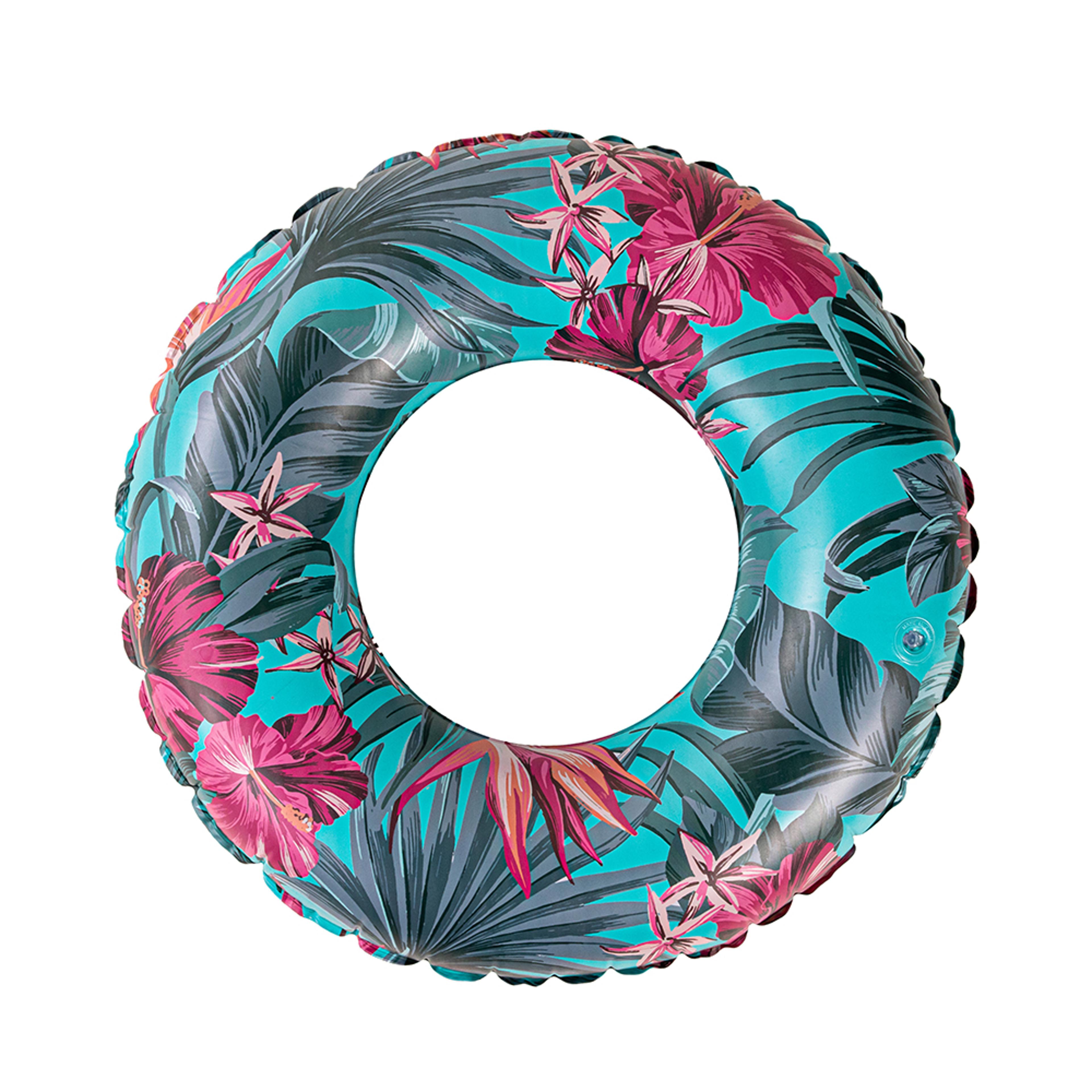 Botanical Leaf Inflatable Swim Ring Durable Vinyl Pool Float For Summer Lounging 7