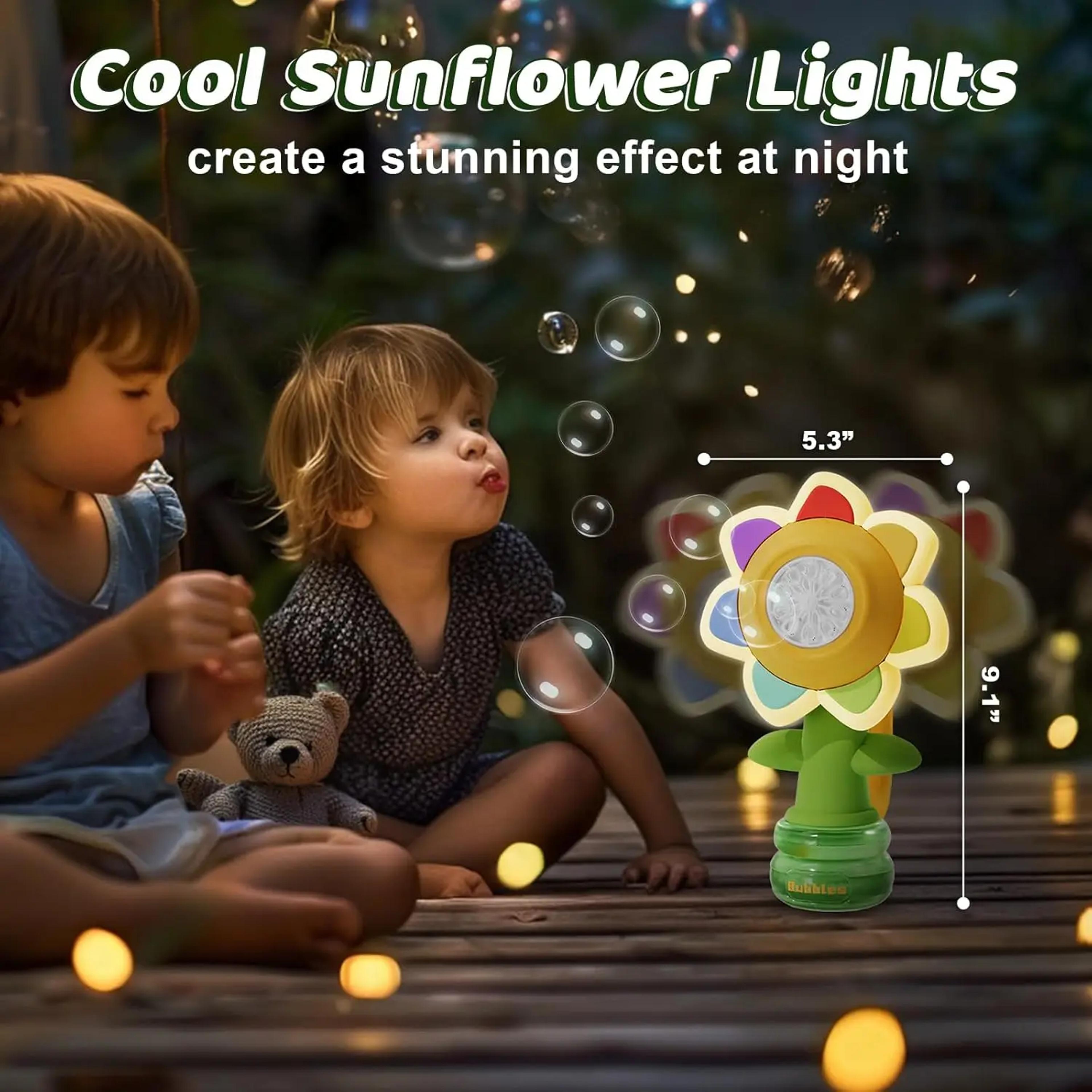 Sunflower Bubble Machine With Speed Automatic Bubble Blower And Night Light 3