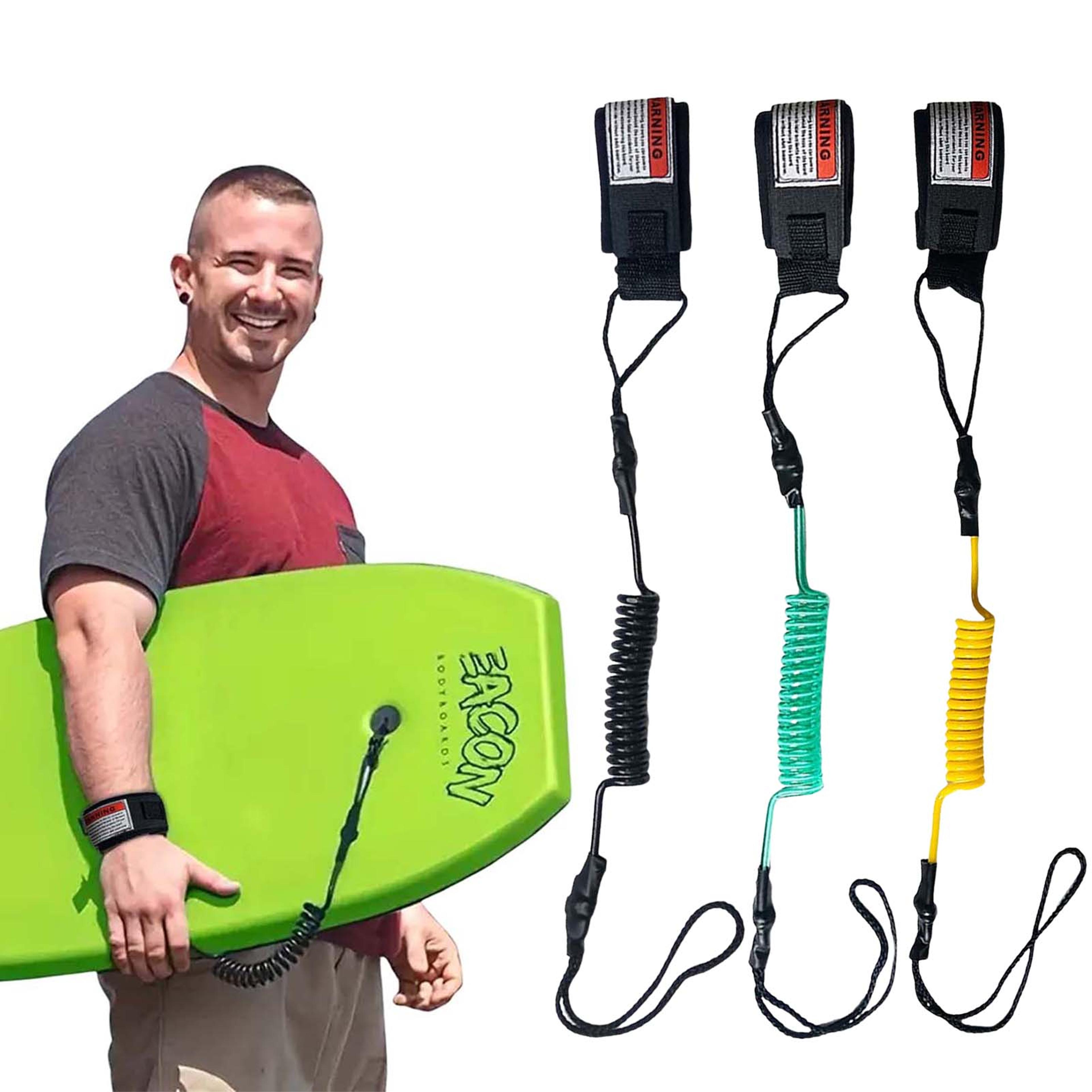 Coiled Surfboard Leash With Hook And Loop Strap For Bodyboarding And Paddle Board Training 0