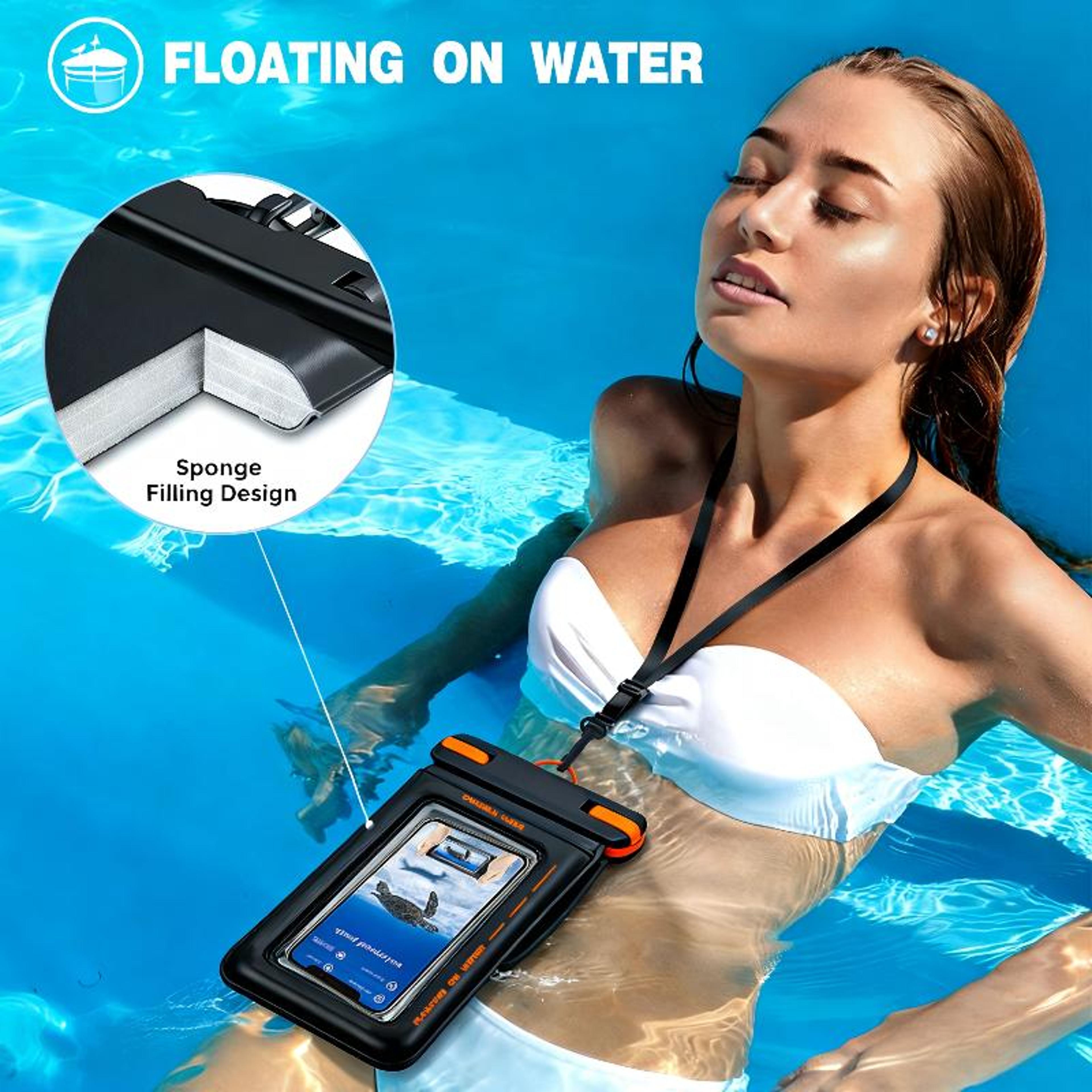 Double Space Waterproof Phone Pouch Floating Case With Lanyard 2