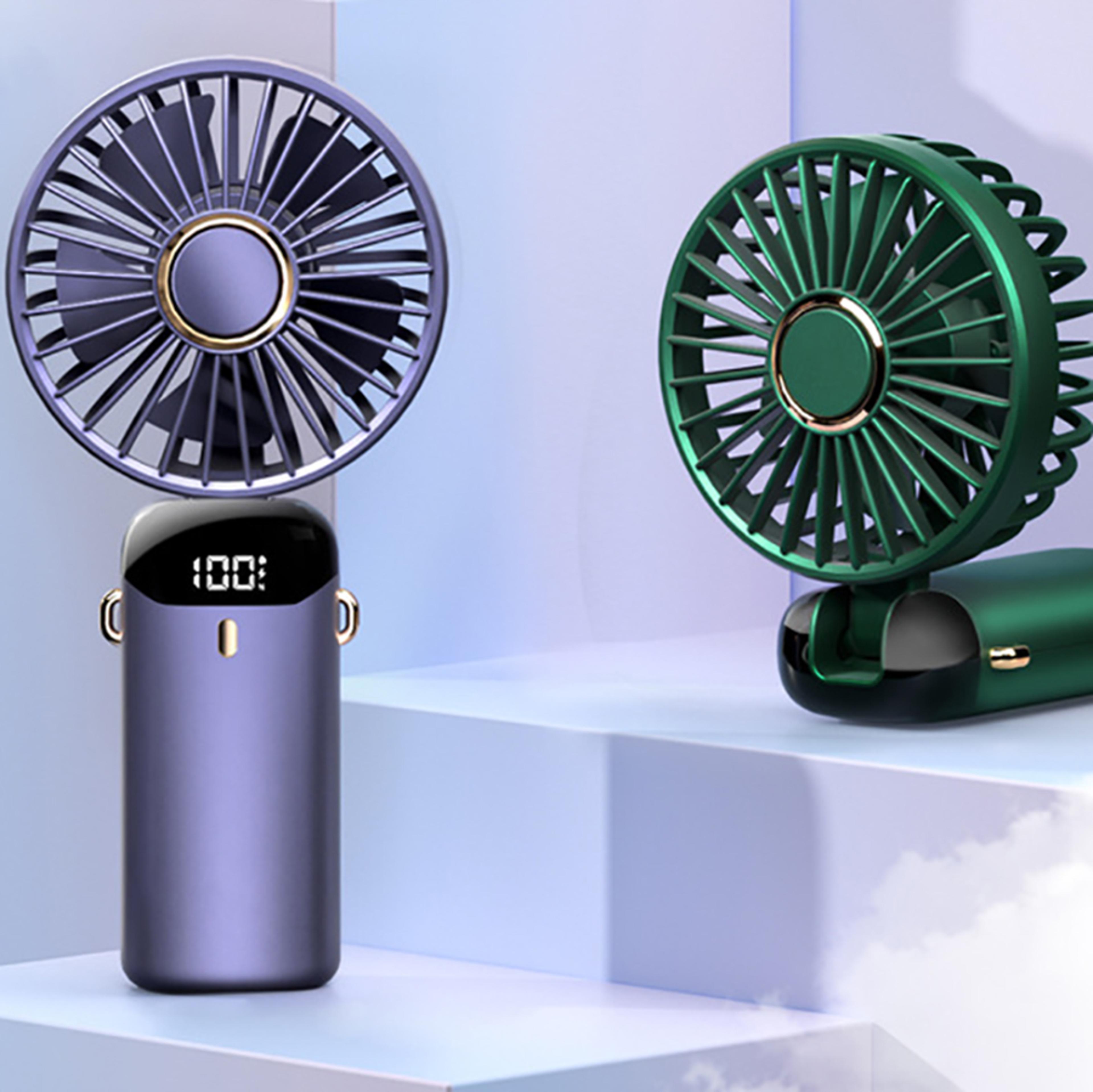 Portable Neck Fan With LED Display 5 Speed Handheld Desk Cooling Fan 0