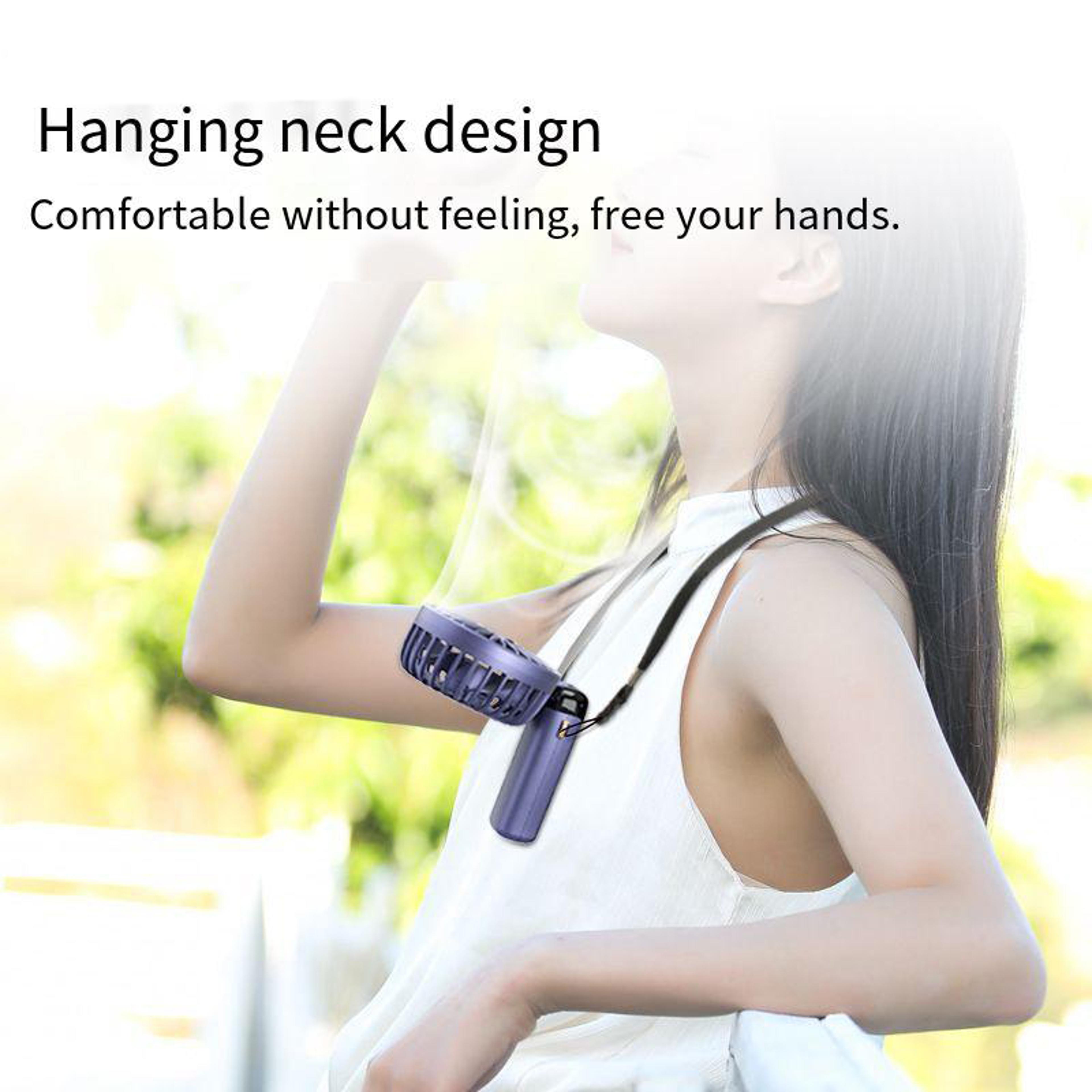 Portable Neck Fan With LED Display 5 Speed Handheld Desk Cooling Fan 5
