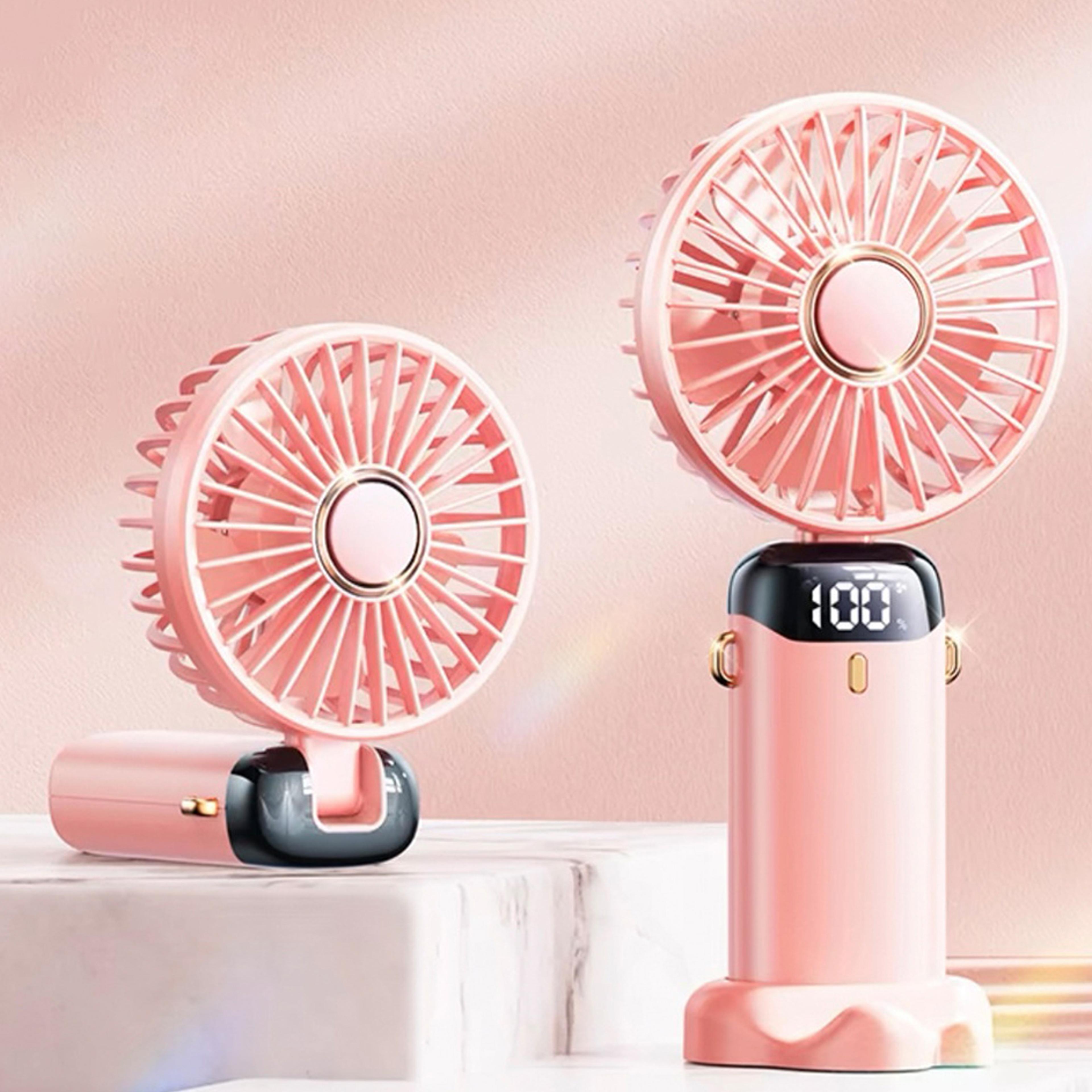 Portable Neck Fan With LED Display 5 Speed Handheld Desk Cooling Fan 6