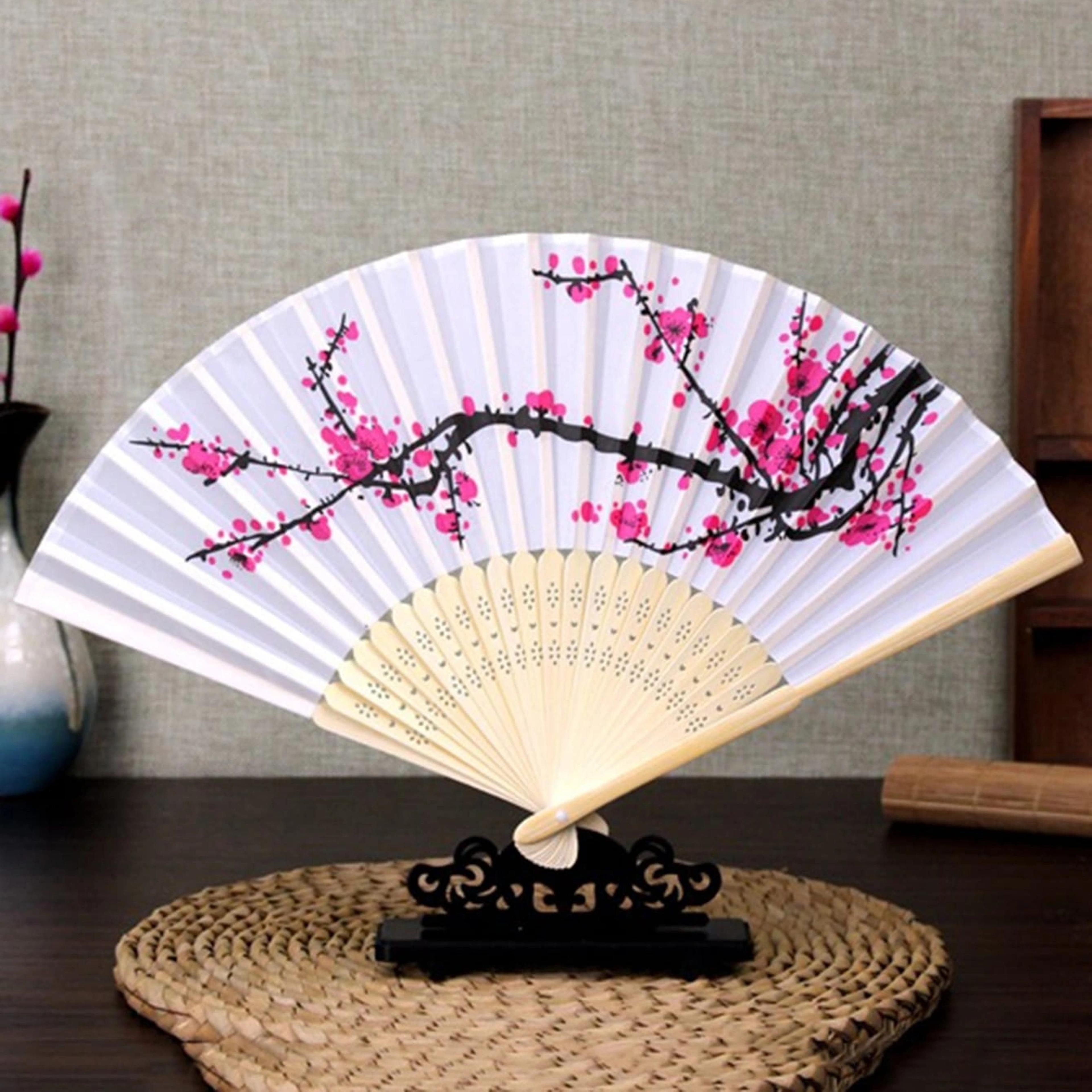 Vintage Folding Fan With Floral Pattern Decorative Hand Fan For Gifts Weddings And Home Decor 4