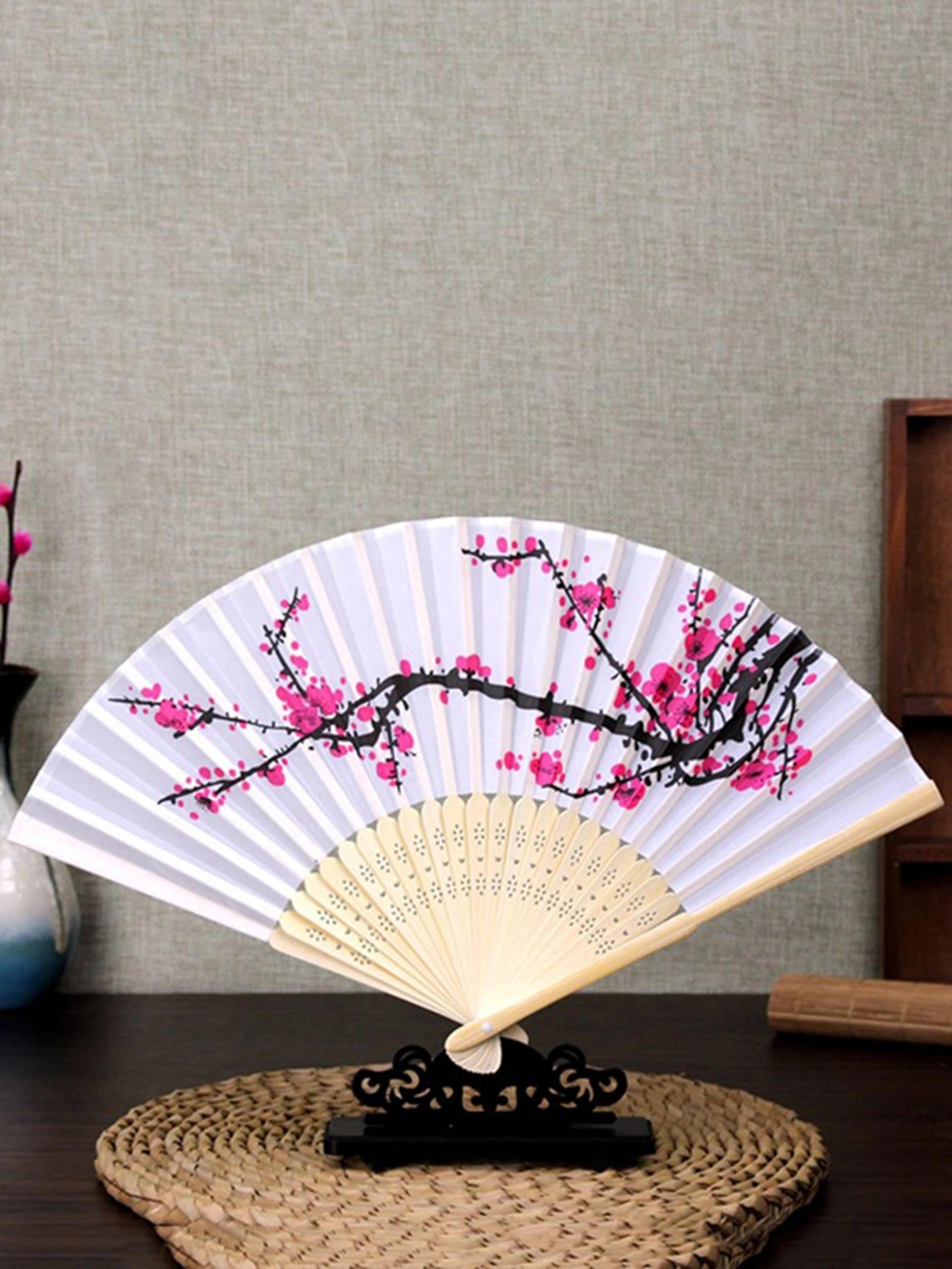 Vintage Folding Fan With Floral Pattern Decorative Hand Fan For Gifts Weddings And Home Decor 6