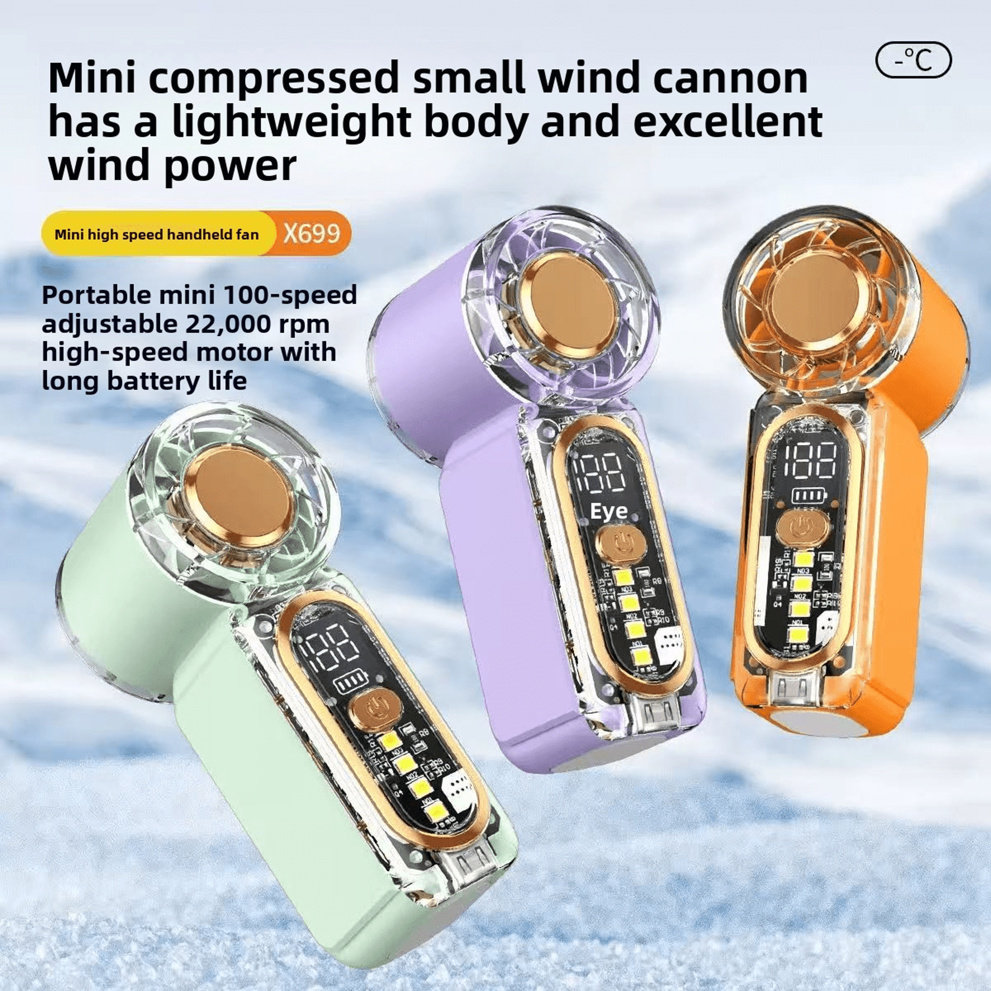 Mini Handheld Fan With Night Light USB Rechargeable Pocket Cooling Fan 1