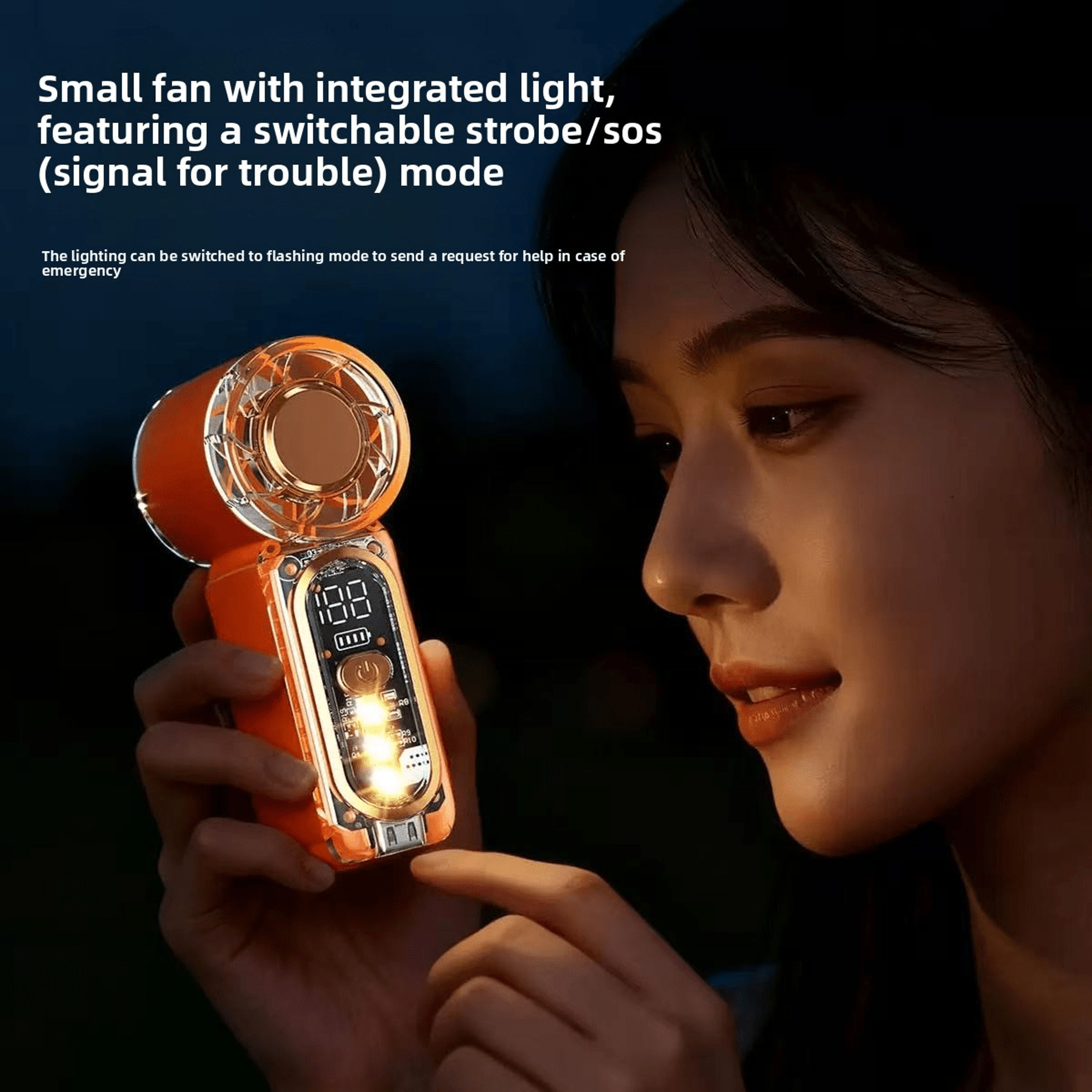 Mini Handheld Fan With Night Light USB Rechargeable Pocket Cooling Fan 4