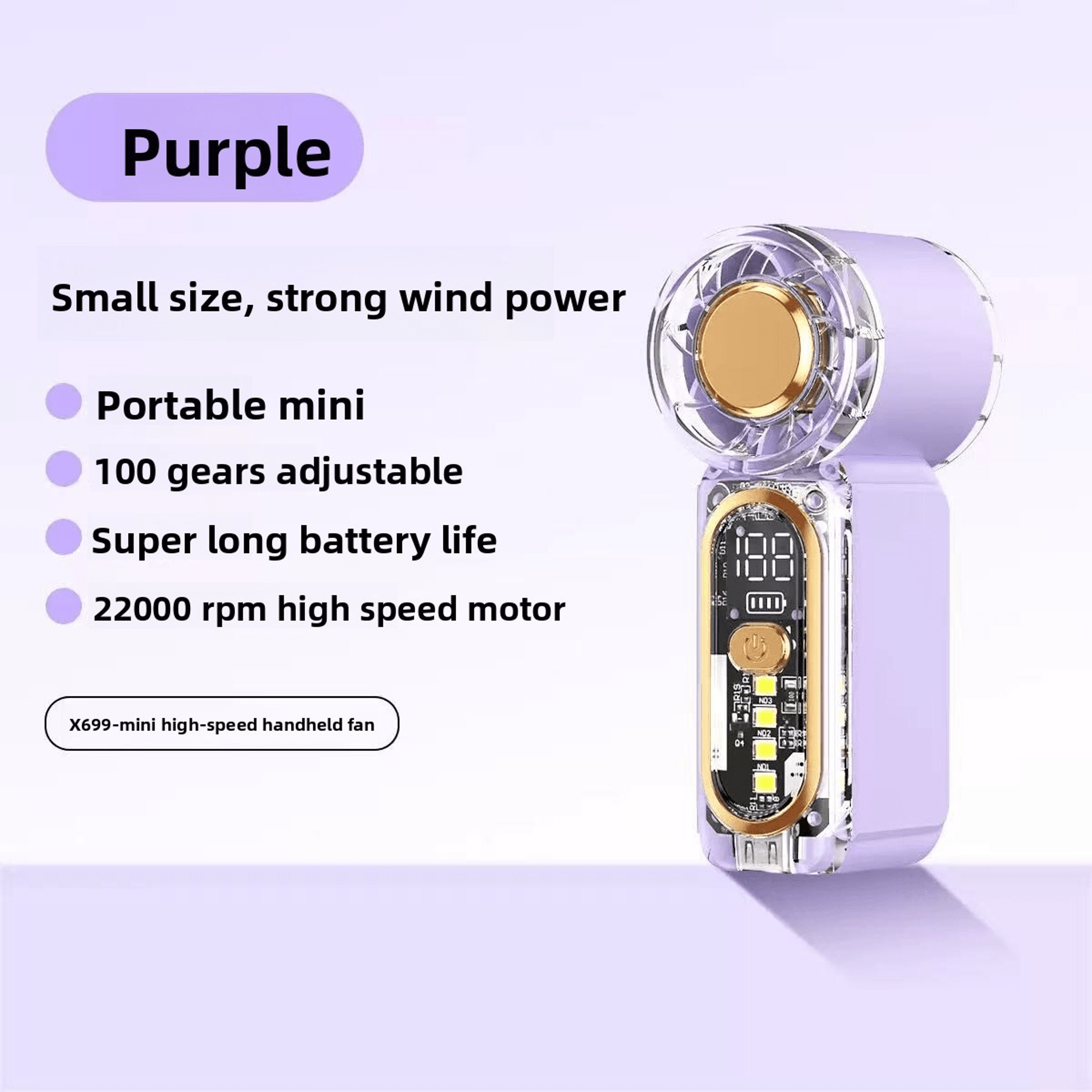 Mini Handheld Fan With Night Light USB Rechargeable Pocket Cooling Fan 8