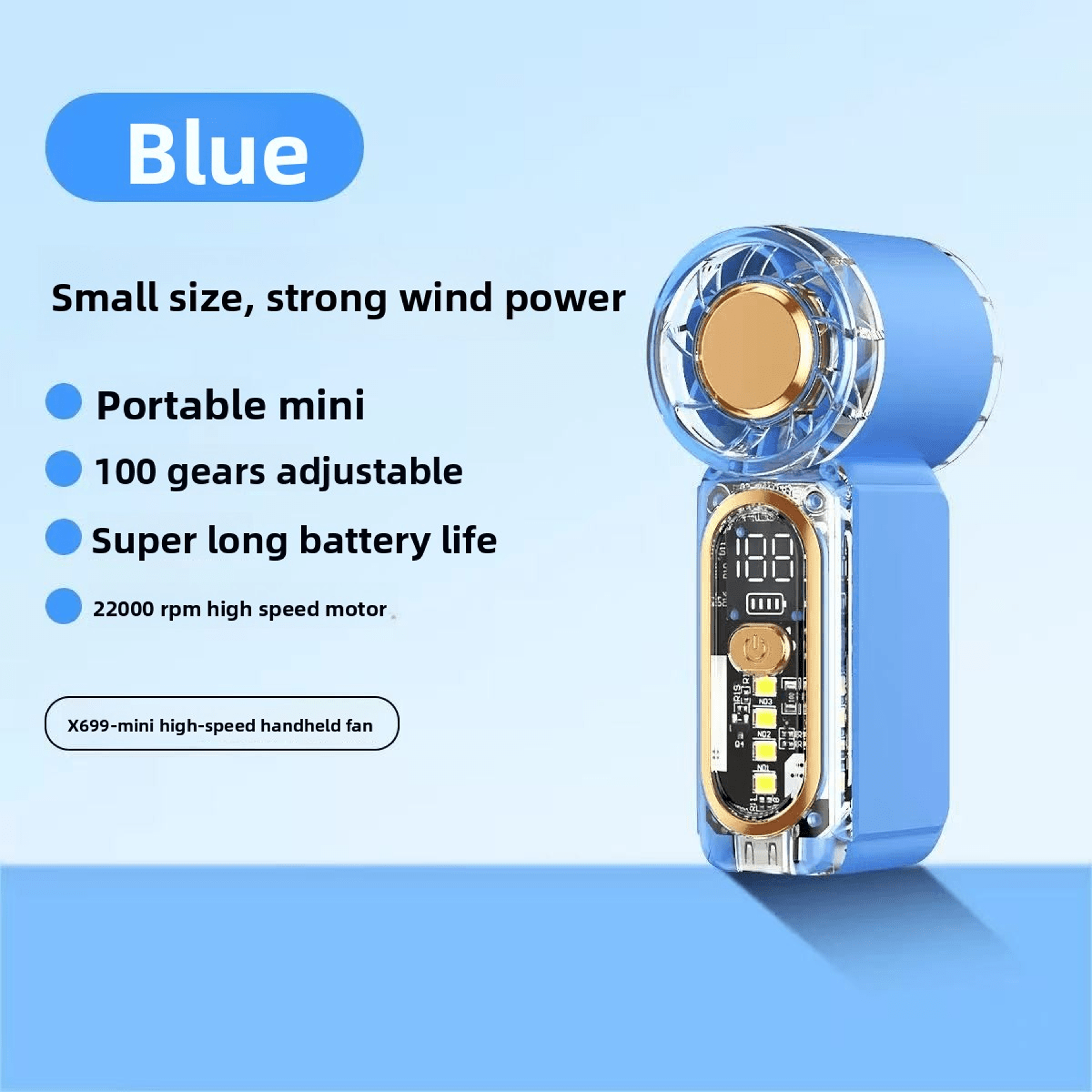 Mini Handheld Fan With Night Light USB Rechargeable Pocket Cooling Fan 9