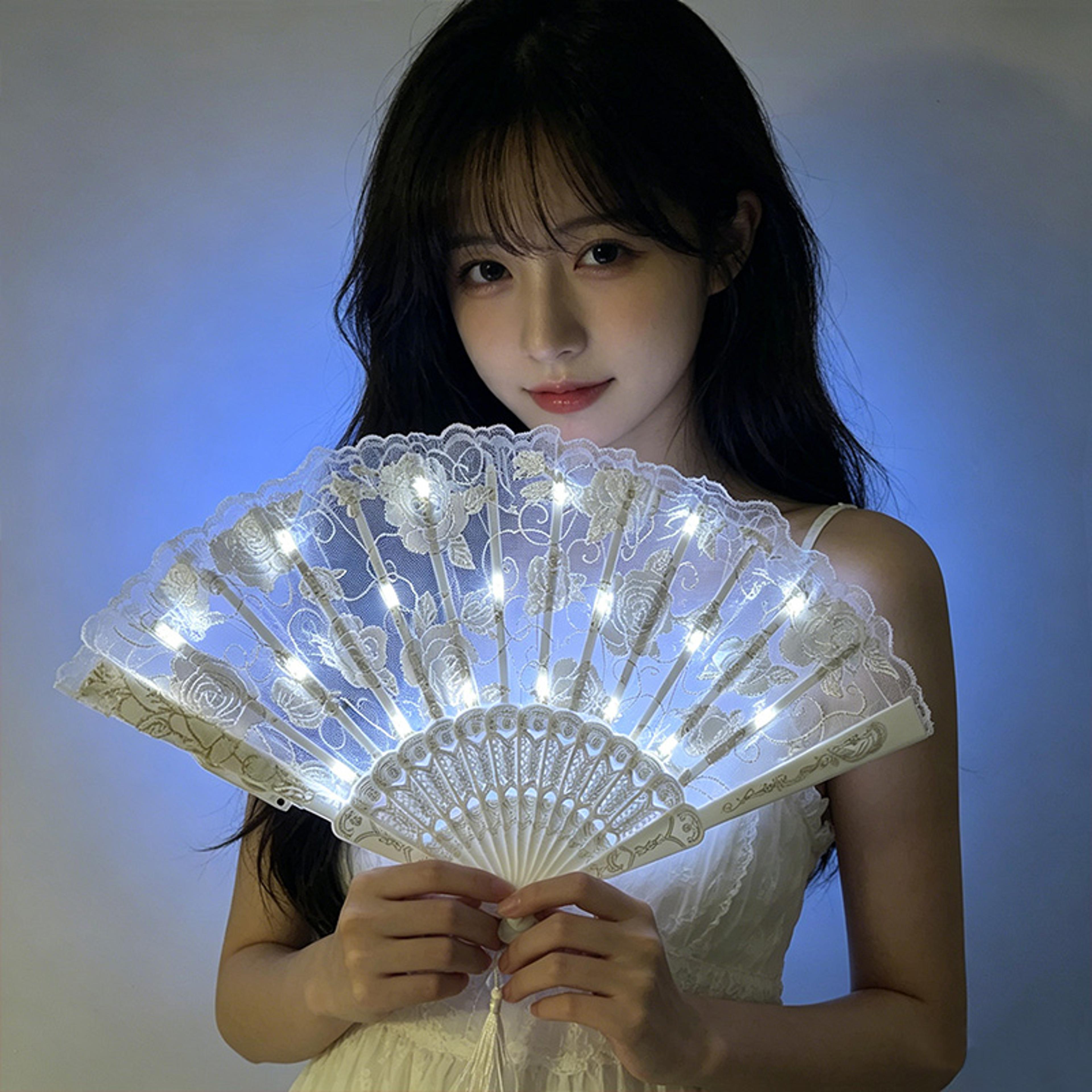 LED Lace Fan Light Up Folding Fan For Parties Carnival Shows And Dance Decor 0