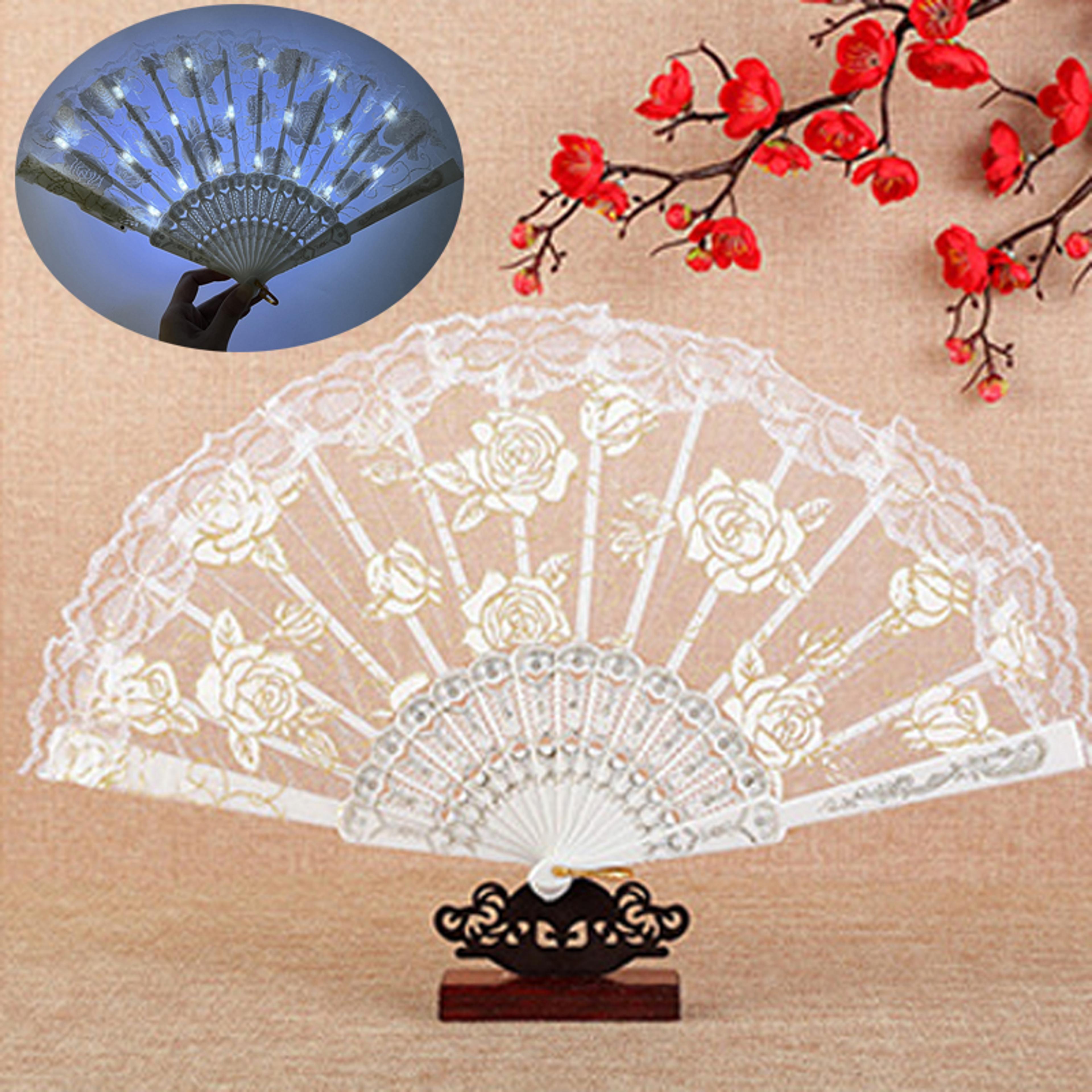 LED Lace Fan Light Up Folding Fan For Parties Carnival Shows And Dance Decor 1