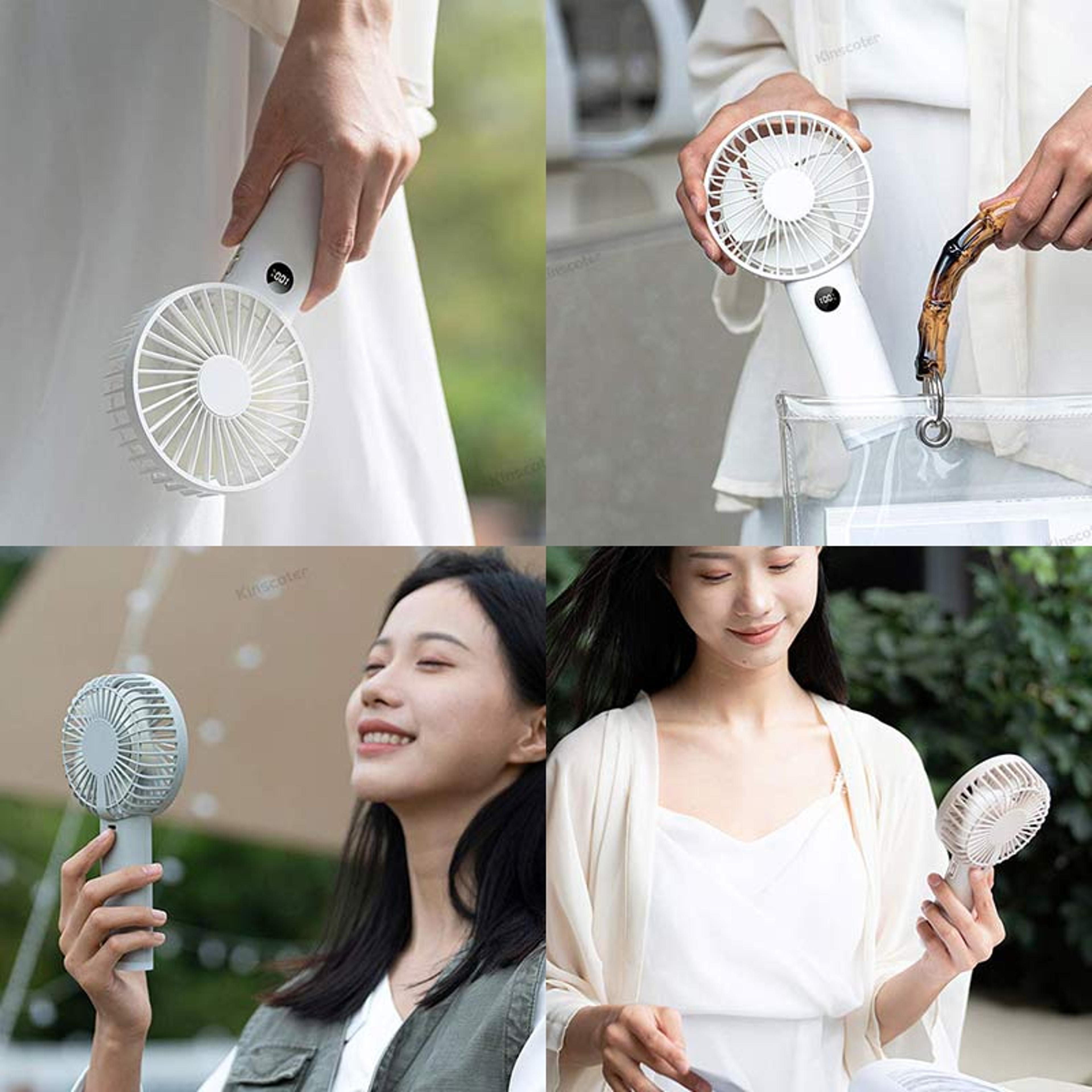 Rechargeable Handheld Fan With LED Display Stepless Speed Control And Night Light 2