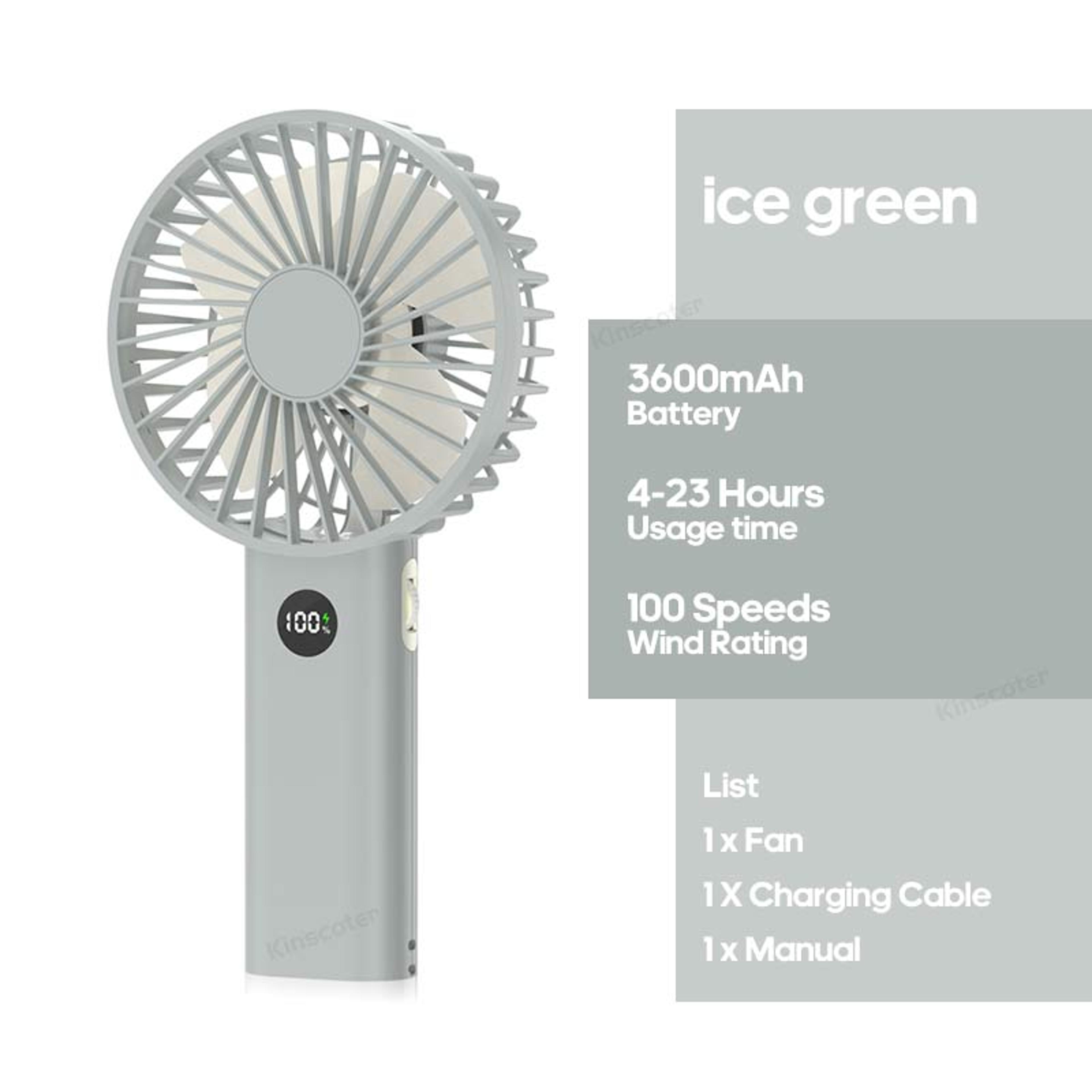 Rechargeable Handheld Fan With LED Display Stepless Speed Control And Night Light 6