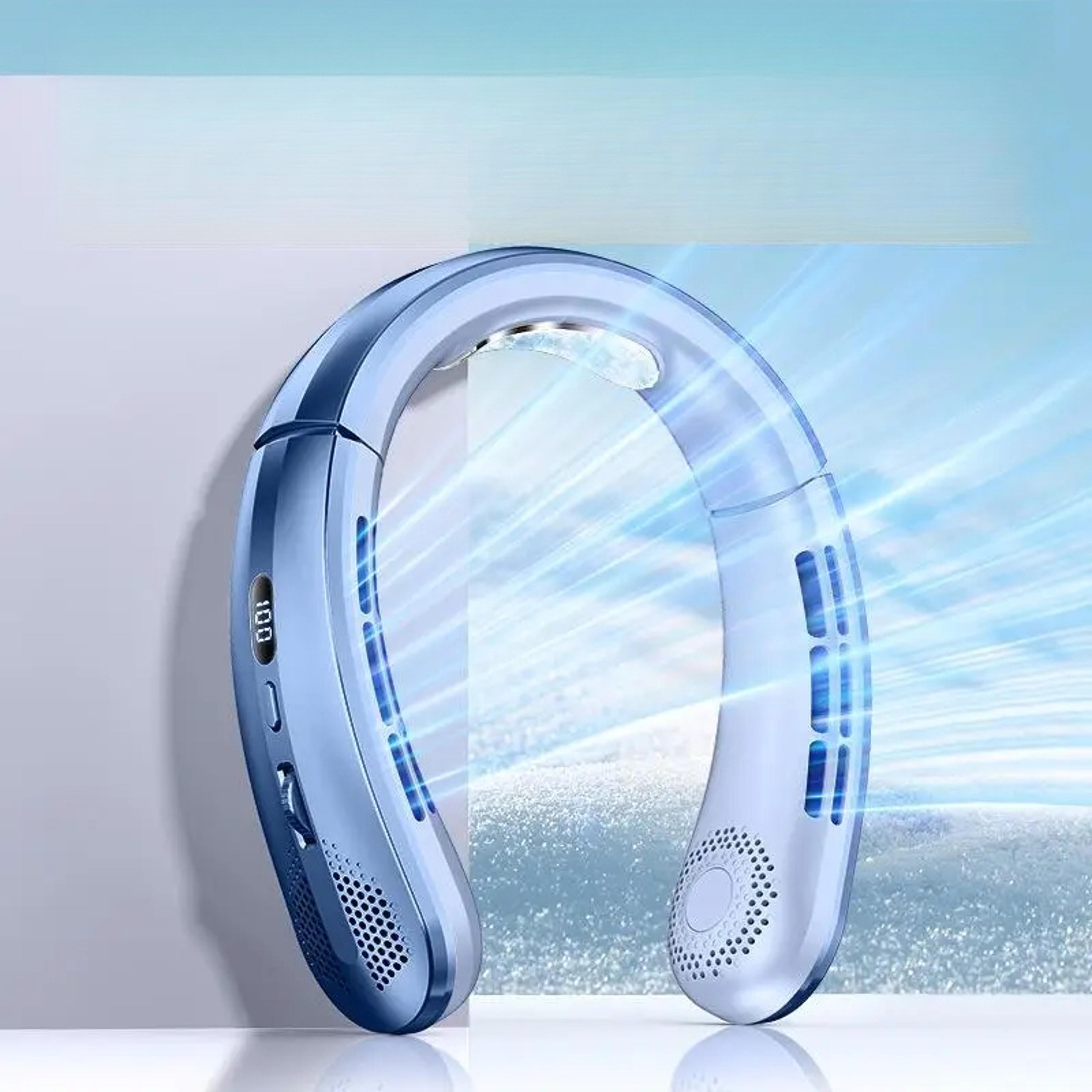 Portable Bladeless Neck Fan With LED Display And USB Rechargeable Cooling 6