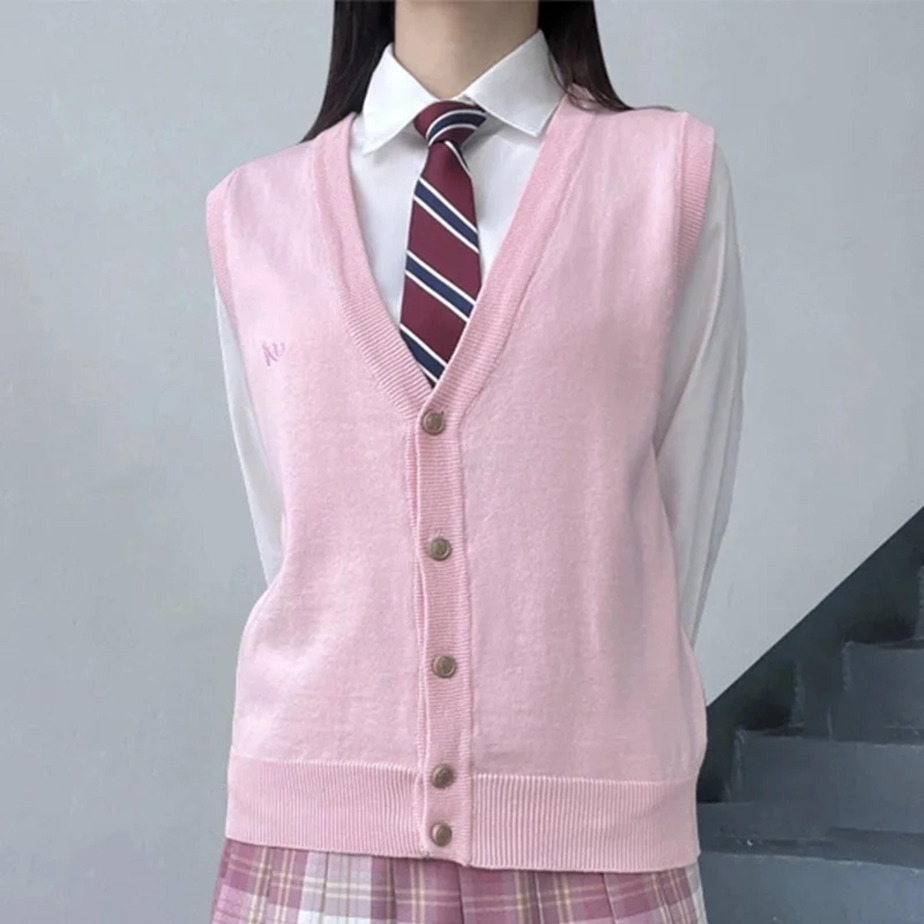 JK Uniform Knit Vest Gyaru School Cardigan Girls Preppy Sweater Vest For High School Class Autumn F 3