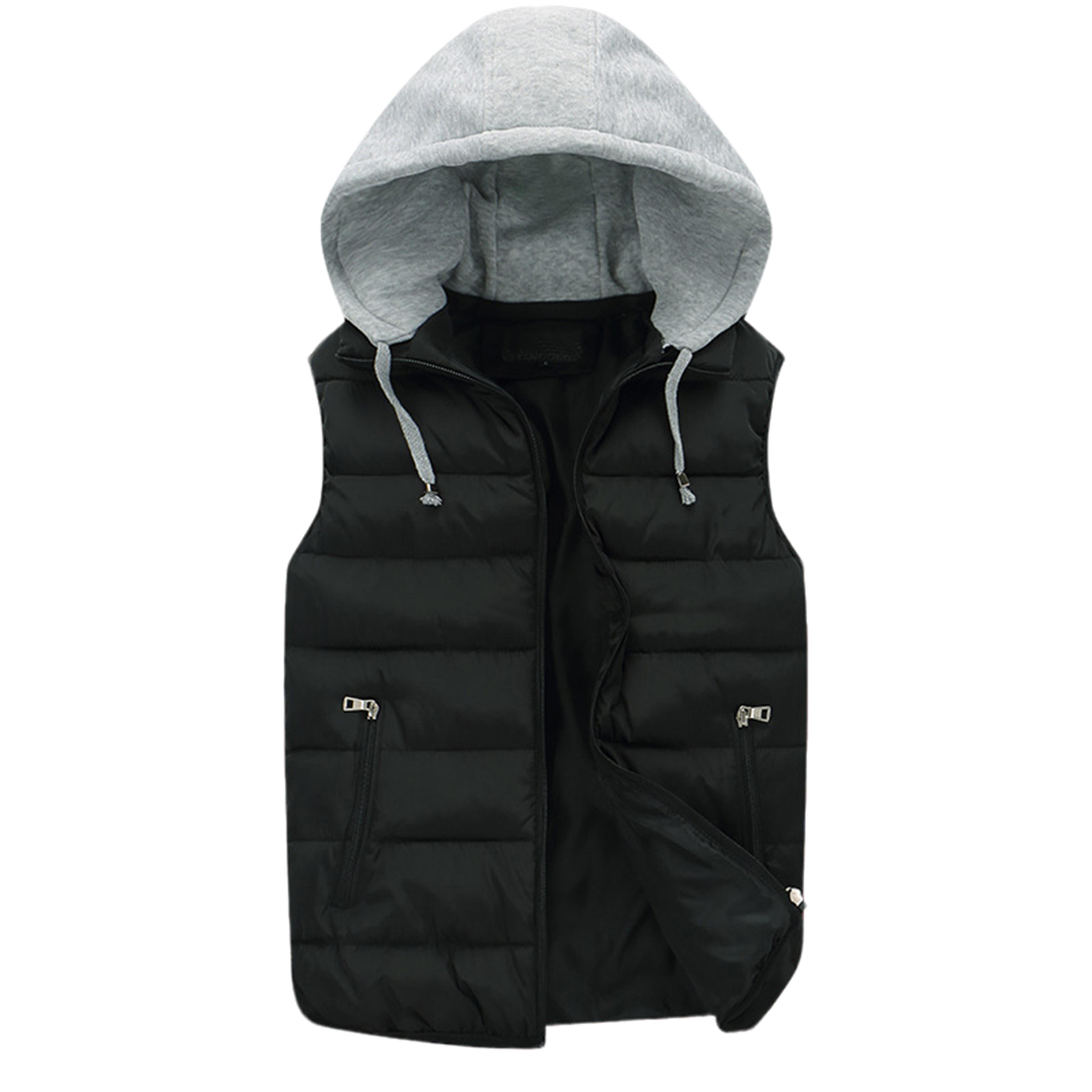 Mens Thermal Winter Vest Coat Hooded Lightweight And Breathable For Casual Wear Solid Color Cozy Wa 5