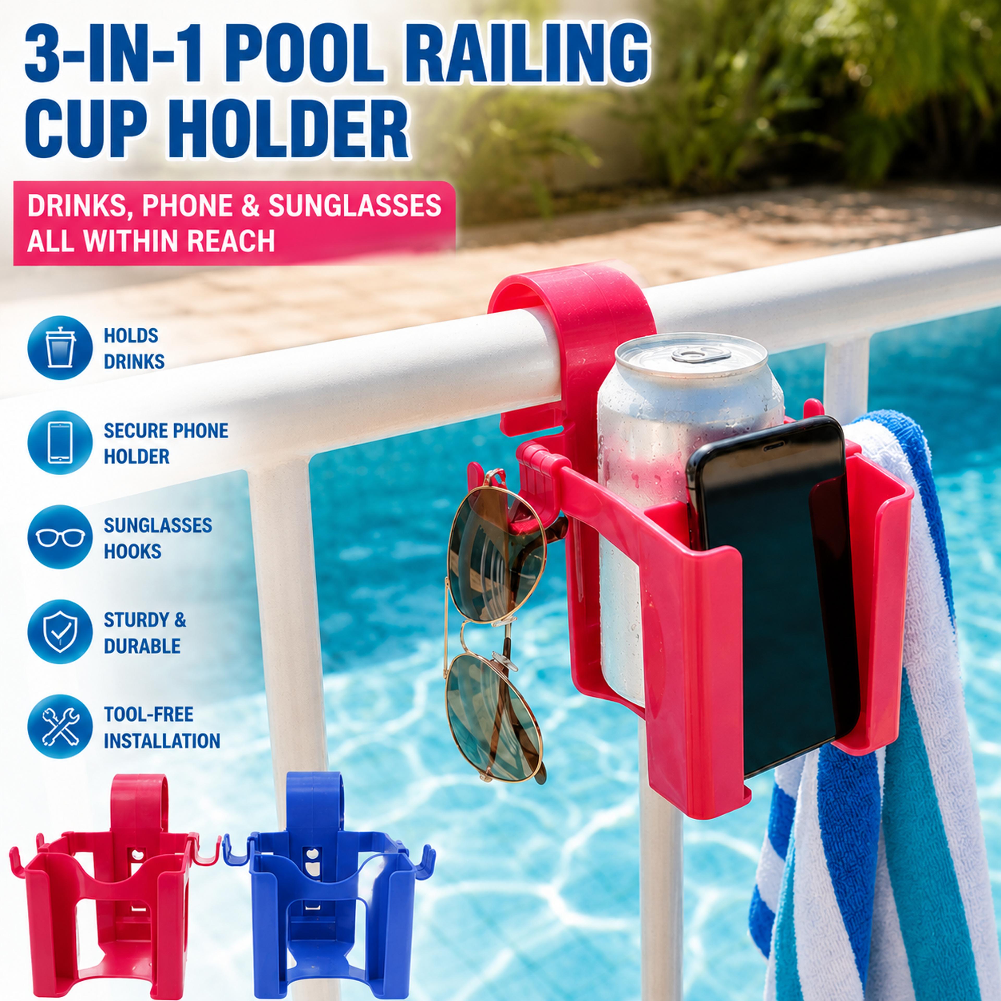 Poolside Drink Holder  Phone Organizer For Above Ground Pools 1