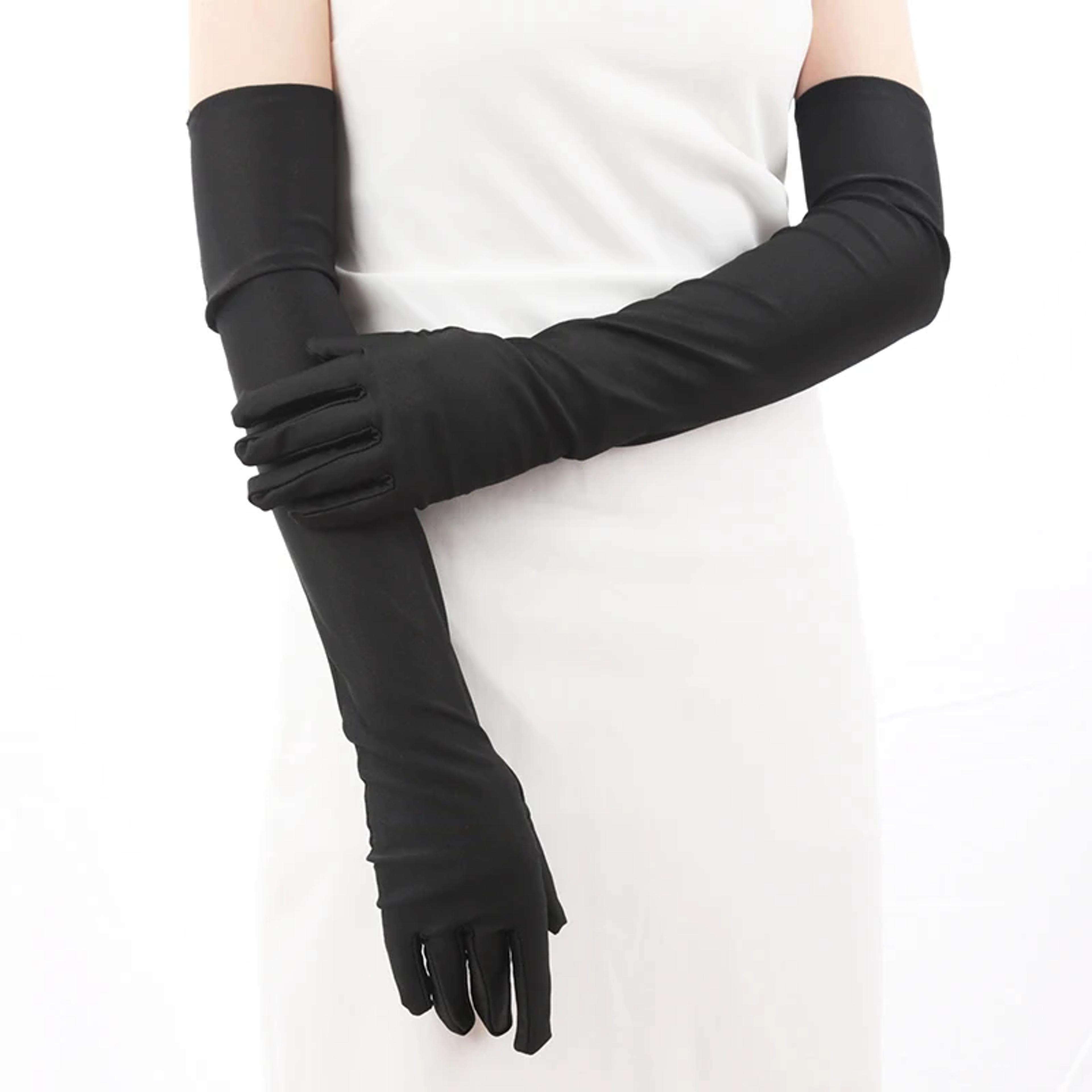 Womens Opera Satin Elbow Length Flapper Costume Gloves Classic Stretch 8
