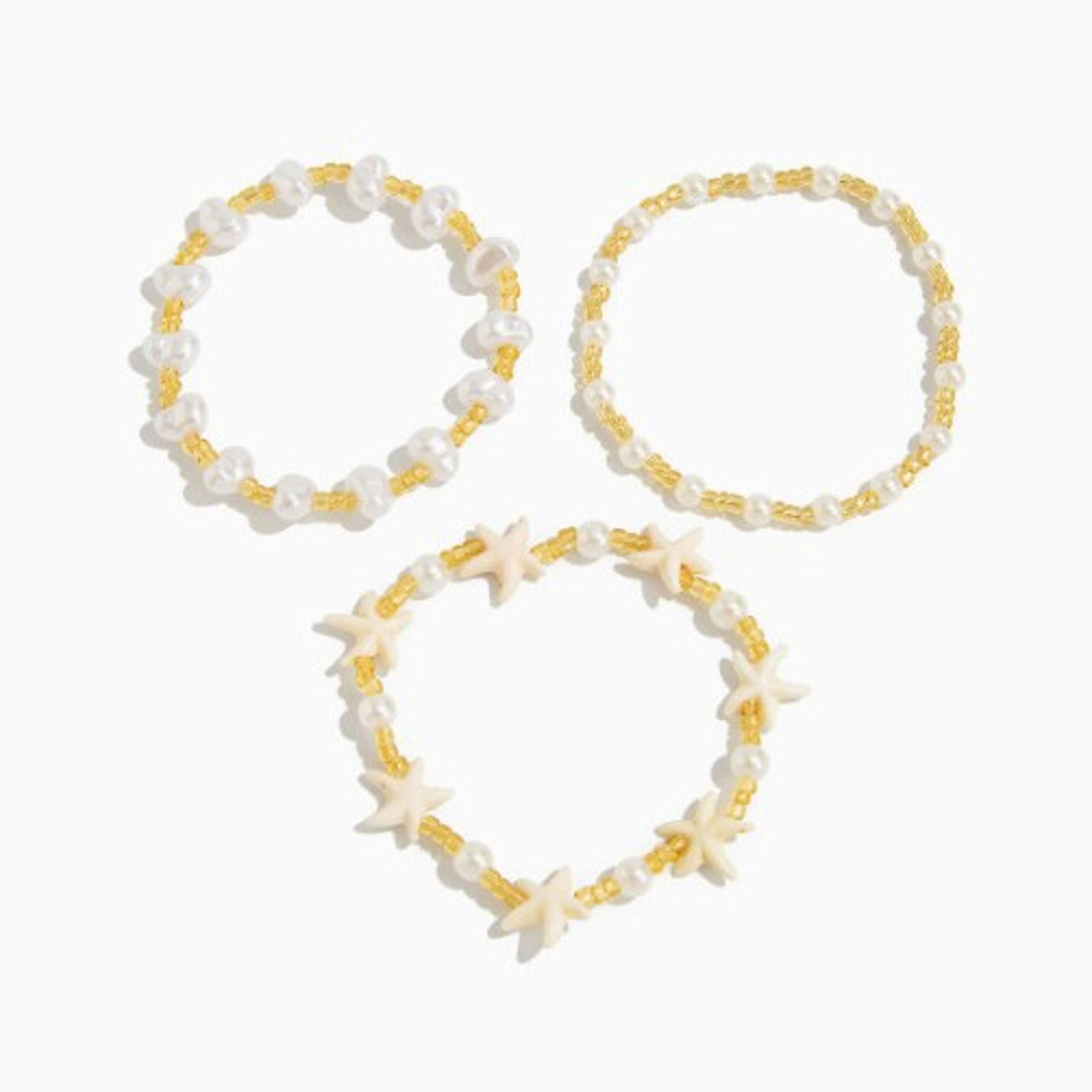 Gold Starfish Freshwater Pearl Bracelet Set Coastal Stacking Summer Beach Jewelry Gift 4
