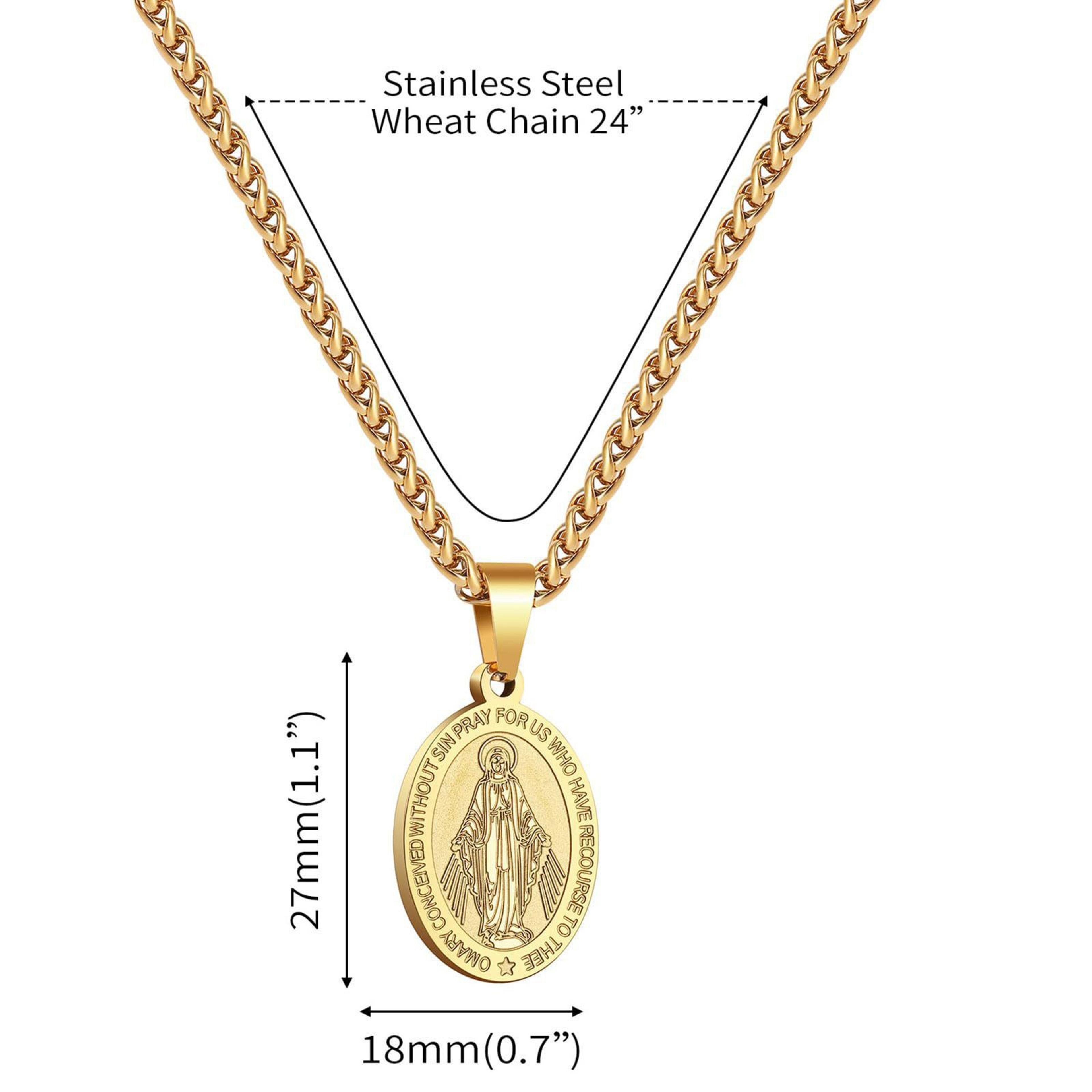 Faith Guard Virgin Mary Miraculous Medal Stainless Steel Catholic Necklace 1