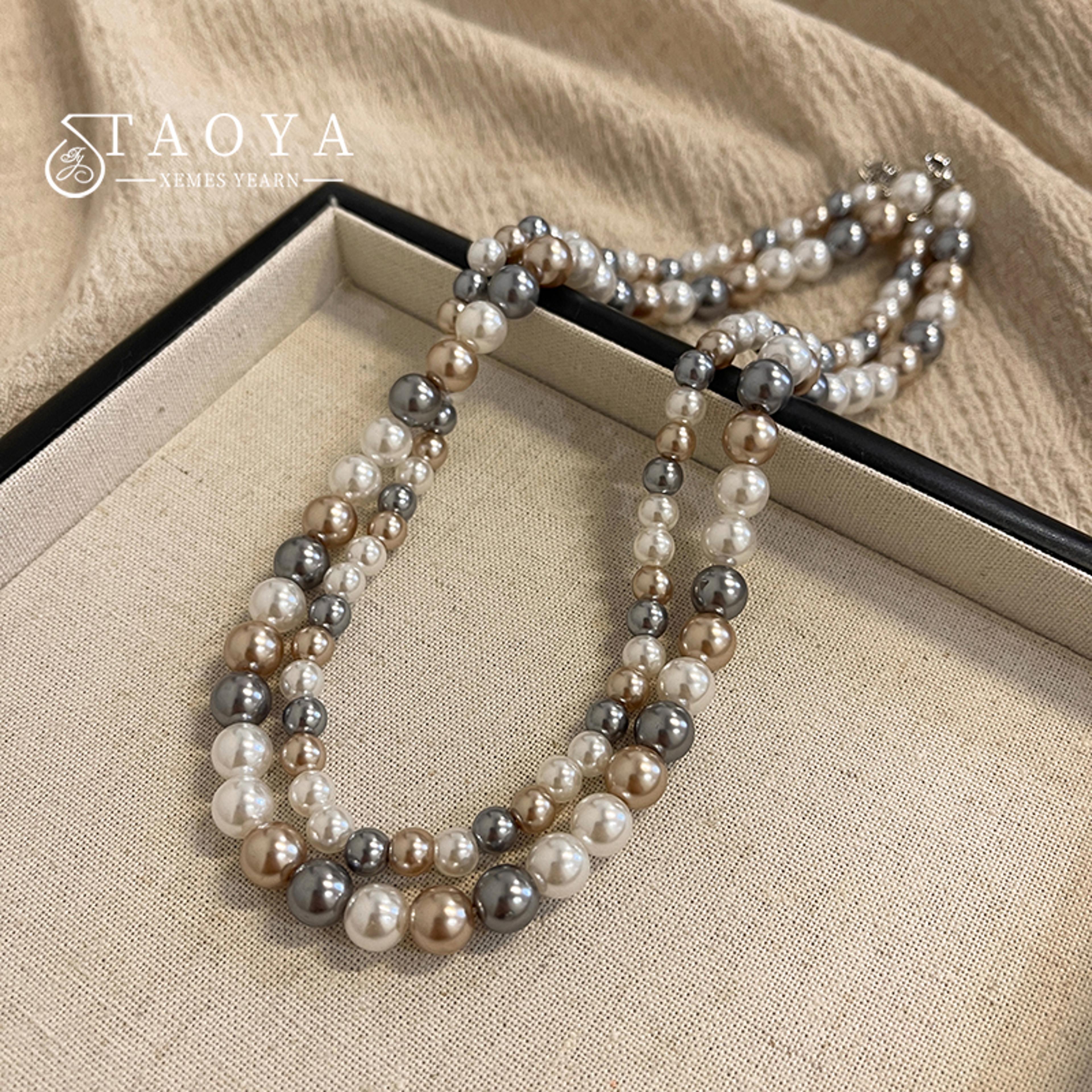 Romance Mixed Pearl Beaded Necklace For Women Elegant Pearl Beaded Necklace Clavicle Chain 1