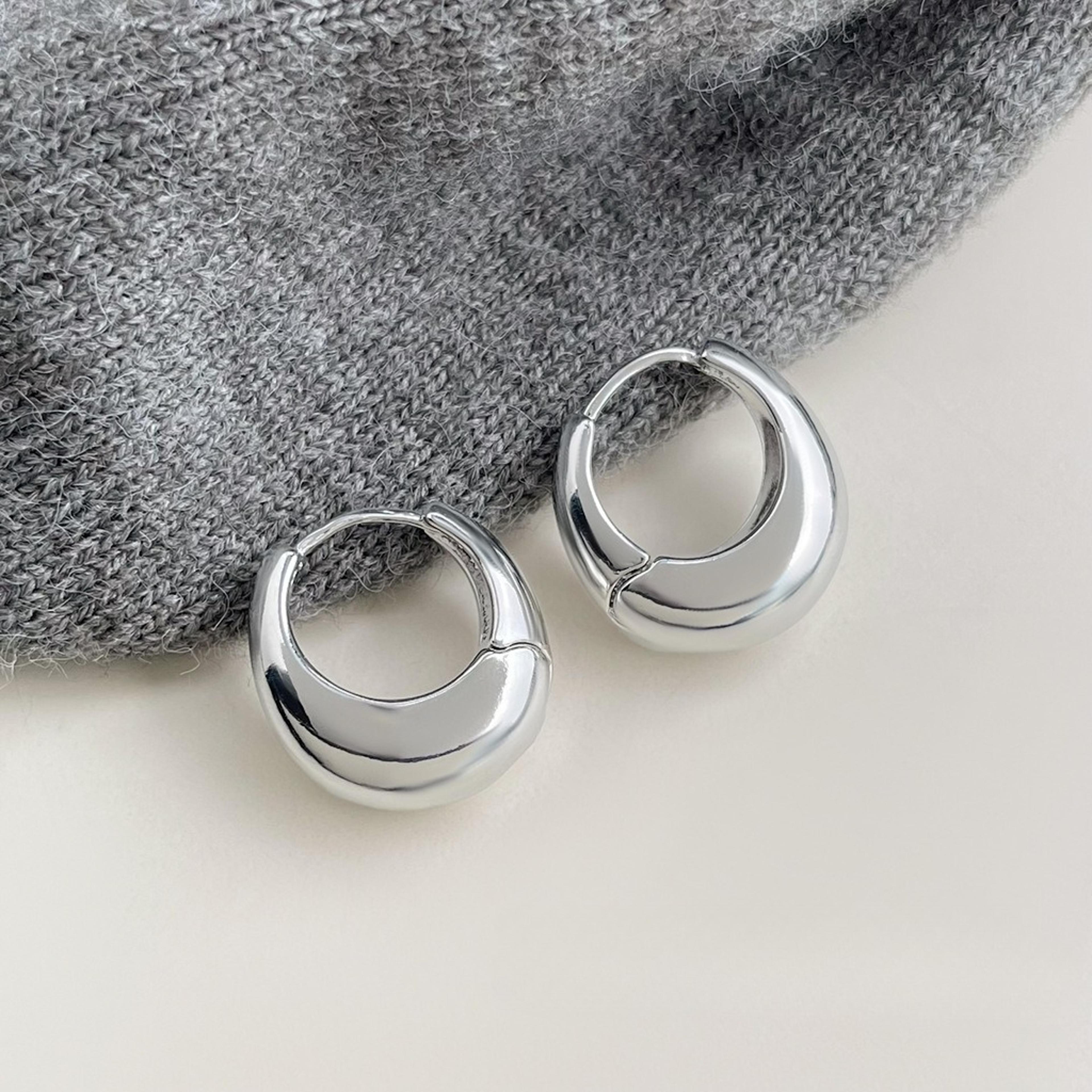 Sterling Silver Round Stud  Hoop Earrings For Women Minimalist Wedding Jewelry 8